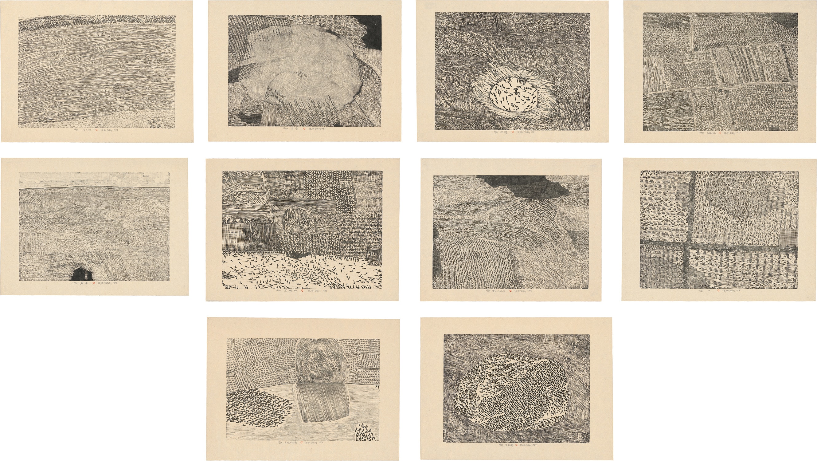 Five Series of Repetition: (i) Haystack Reflection; (ii) Black Pool; (iii) Withered Pool; (iv) Pool of Life; (v) Black Tadpoles; (vi) Field; (vii) Big River; (viii) Moving Cloud; (ix) Farmland; (x) Mountain Place