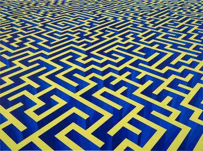 Maze Dark Blue & Yellow