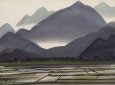 Farms In Front of Mountains