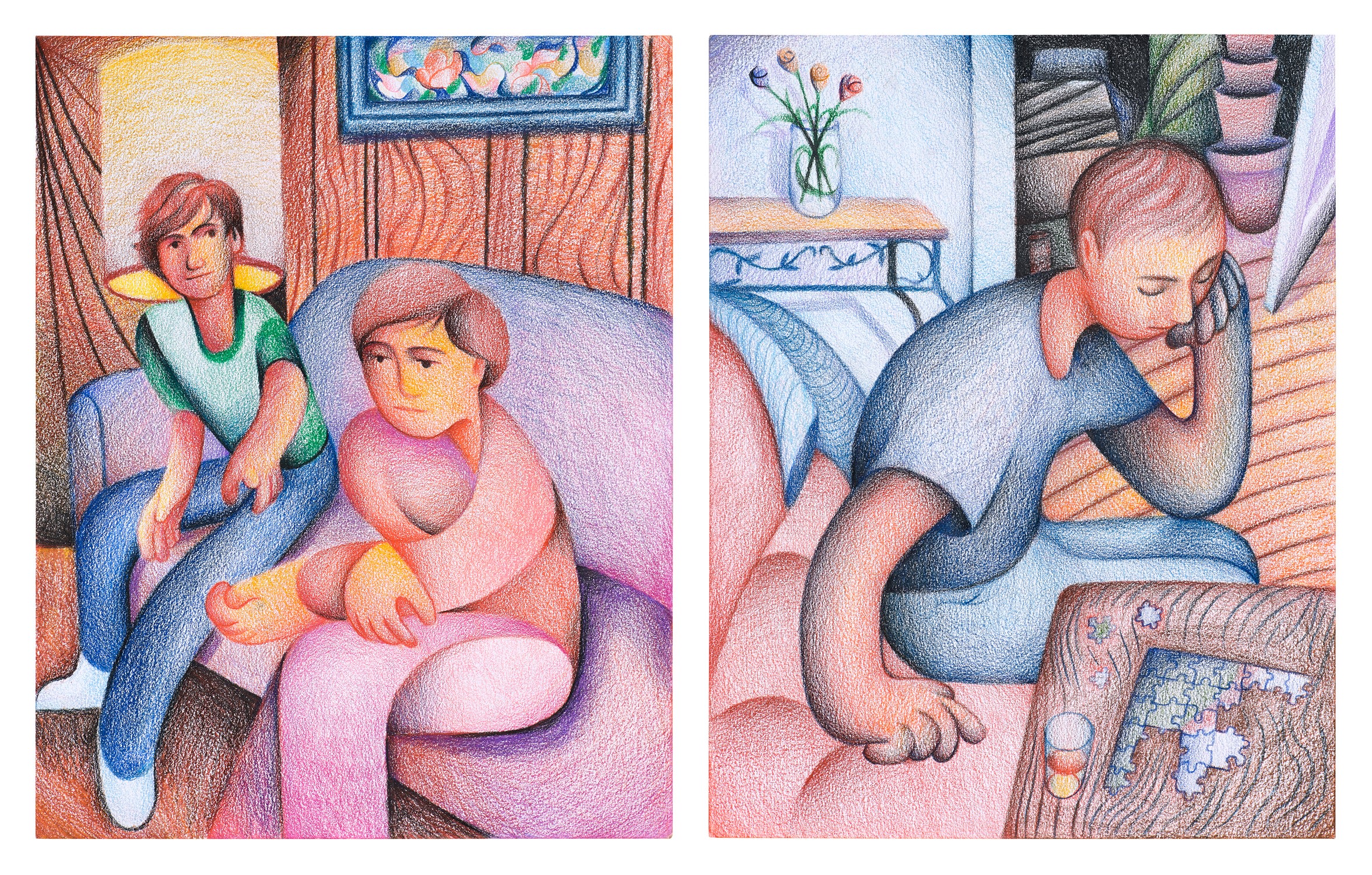 Two Works: (i) John as a boy with his mother; (ii) Rompecabezas