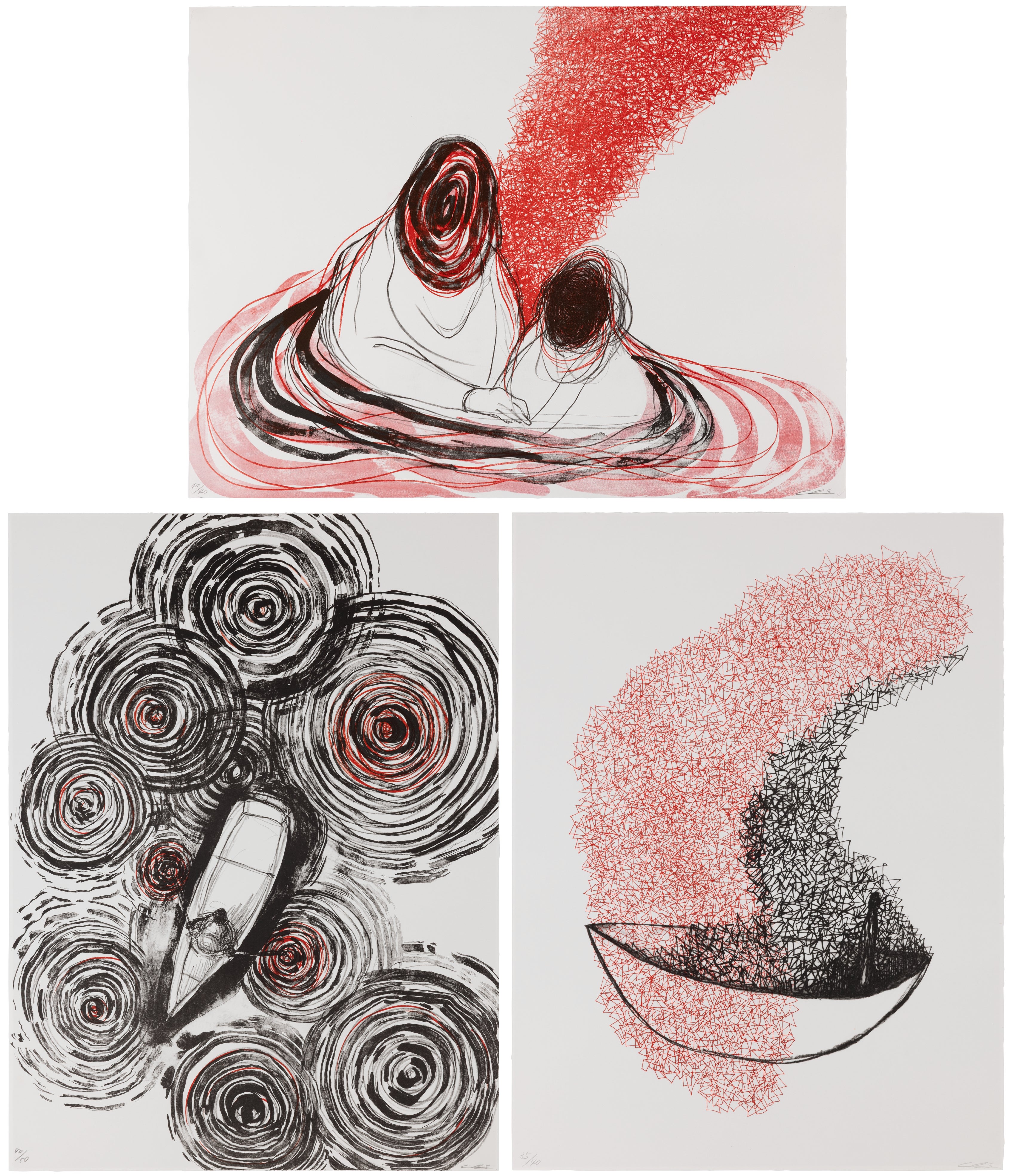 Chiharu Shiota — Being Together; Sailing in the Sky; and Navigating into the Unknown