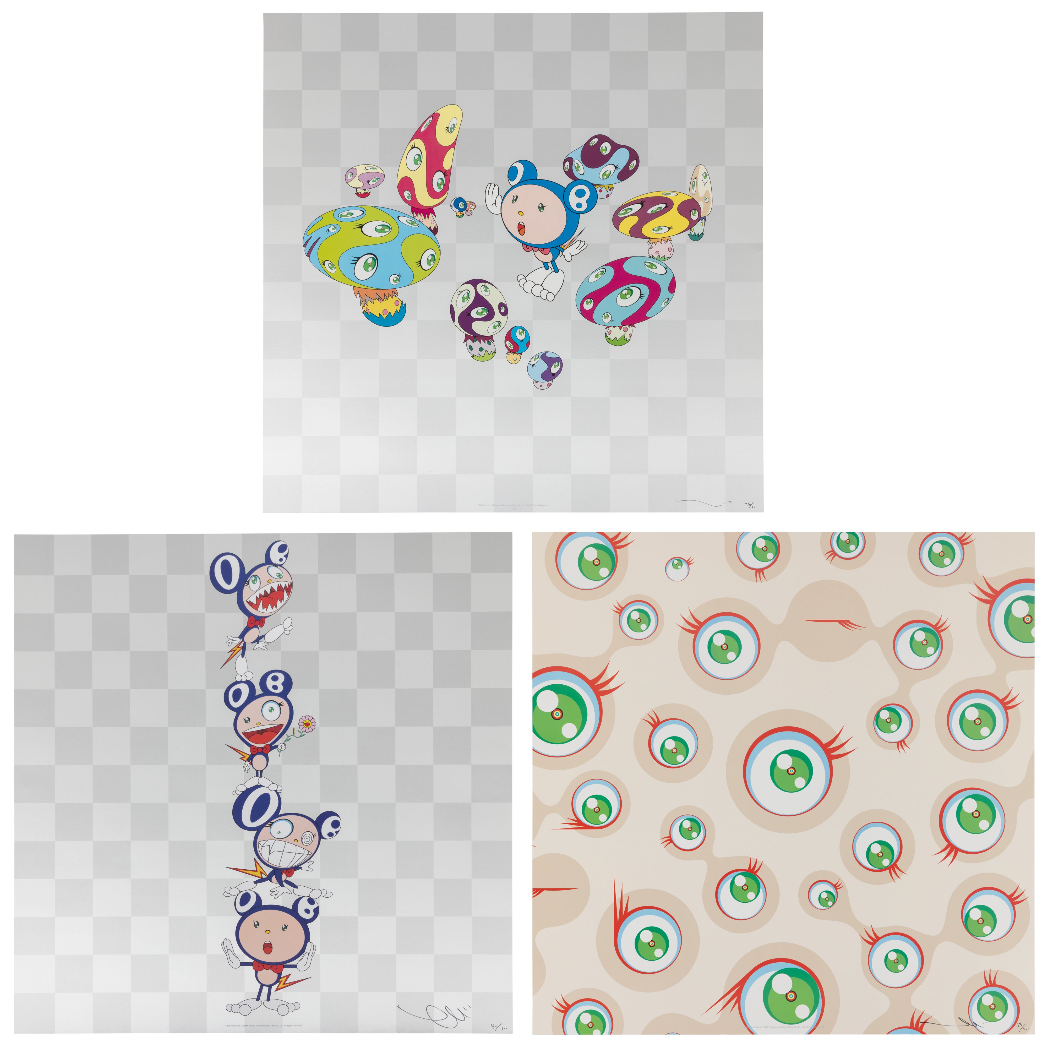 Takashi Murakami — !N-CHA!; DOB Totem Pole; and Jellyfish Eyes Cream