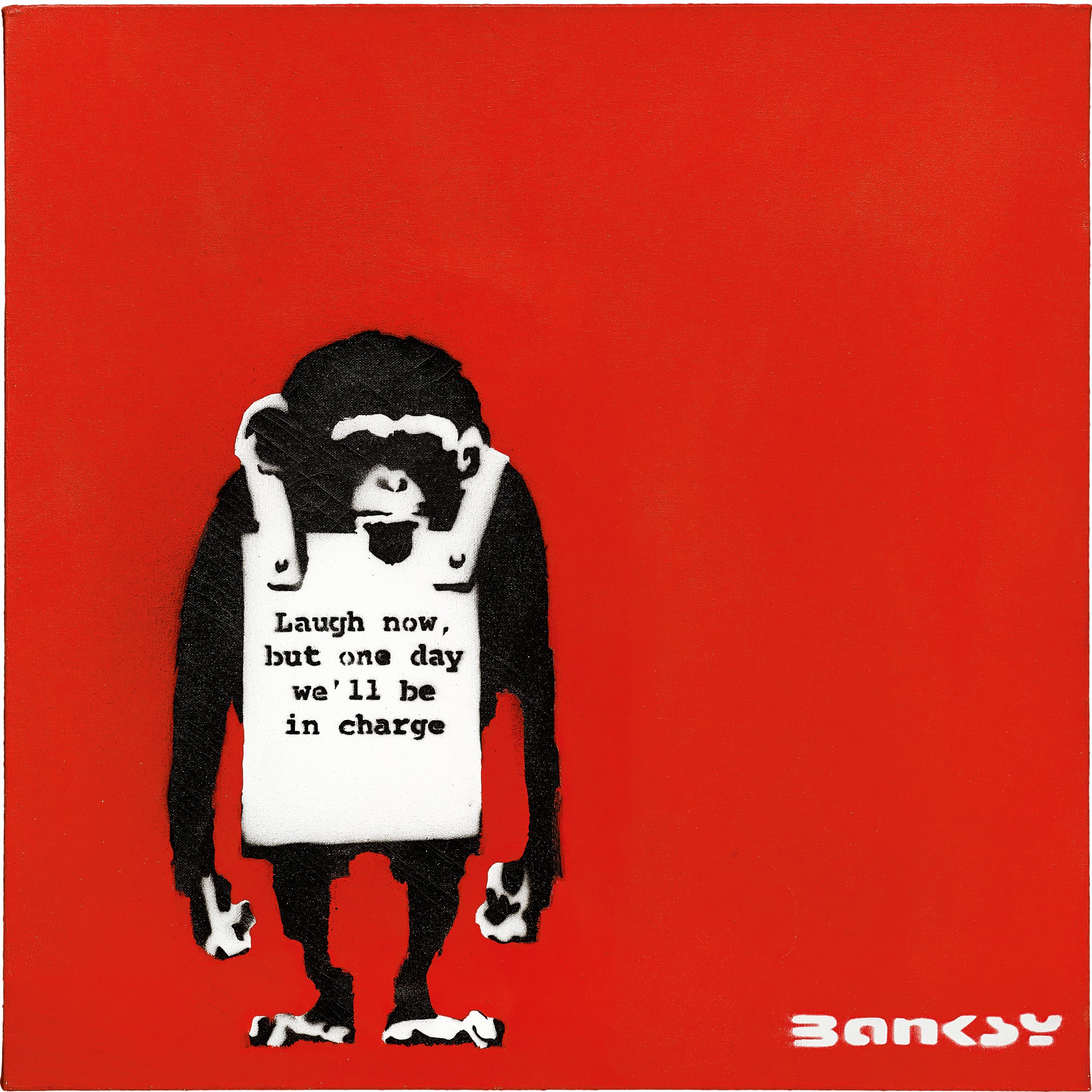 Banksy — Laugh Now But One Day We'll Be in Charge  現在儘管笑吧，終有一天我們將為主宰者
