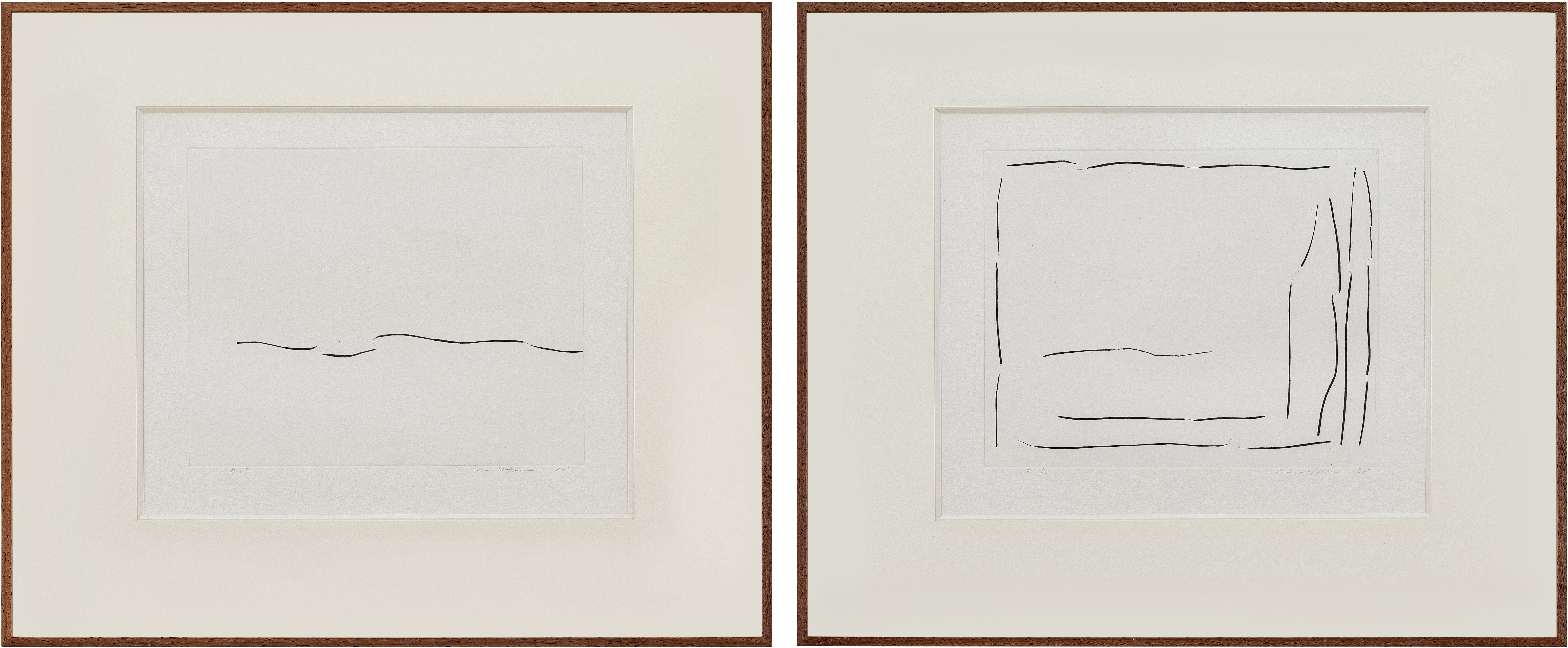 Lee Ufan — I. 從線 7/ Ii. 從線 8 （兩幅作品）