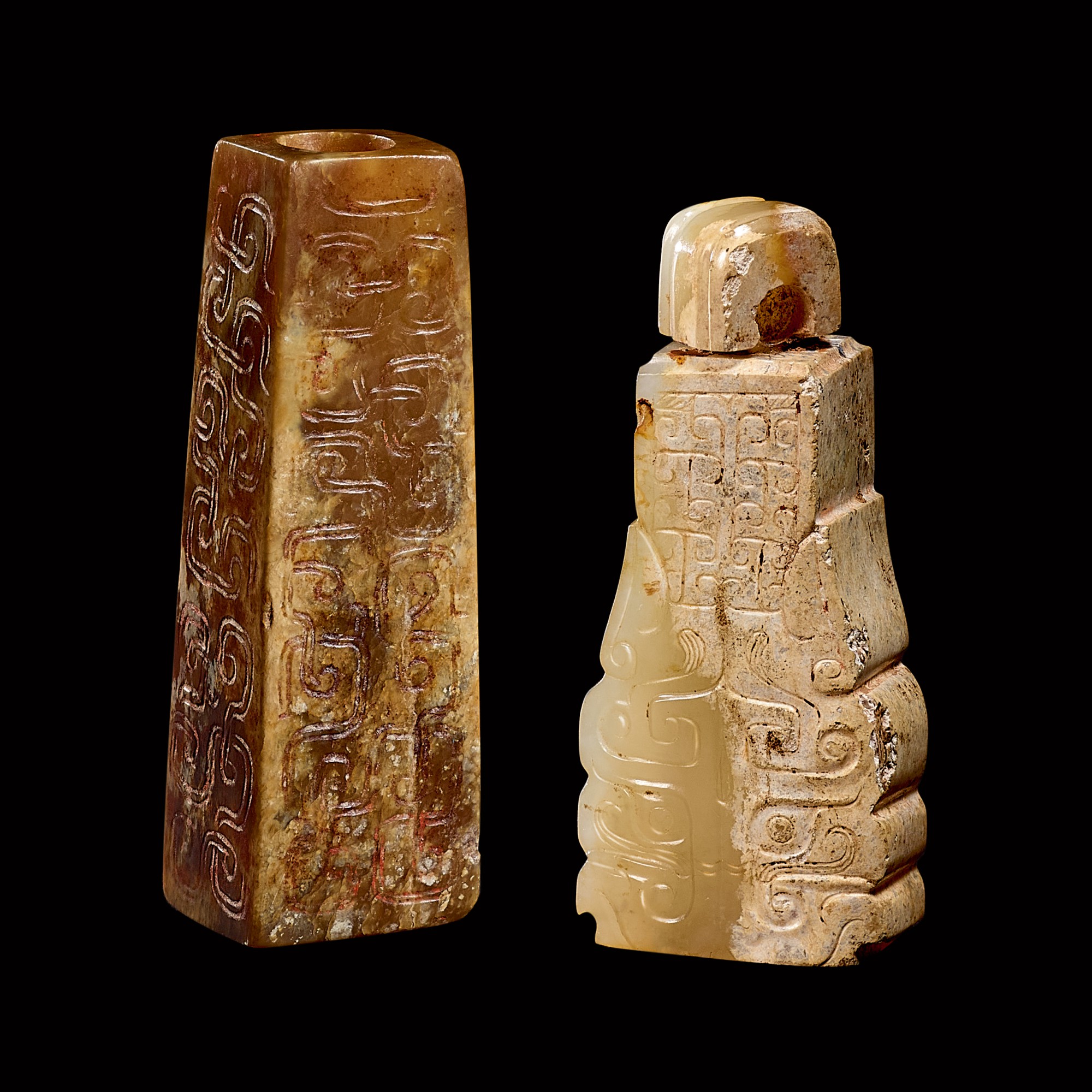 Two jade ornaments — 東周至西漢 玉珮飾兩枚