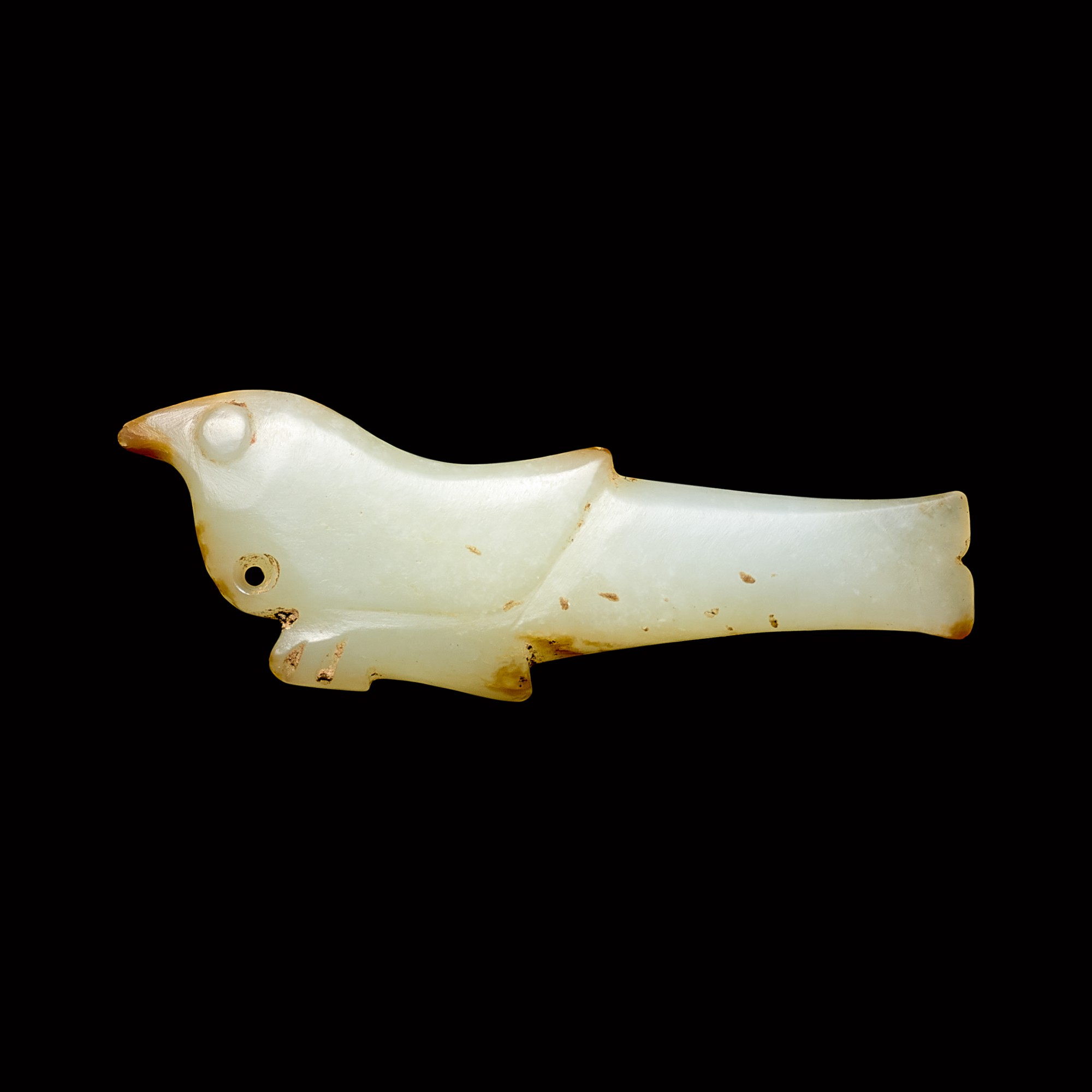 A white jade 'bird' pendant — 商晚期至西周 白玉鳥珮飾