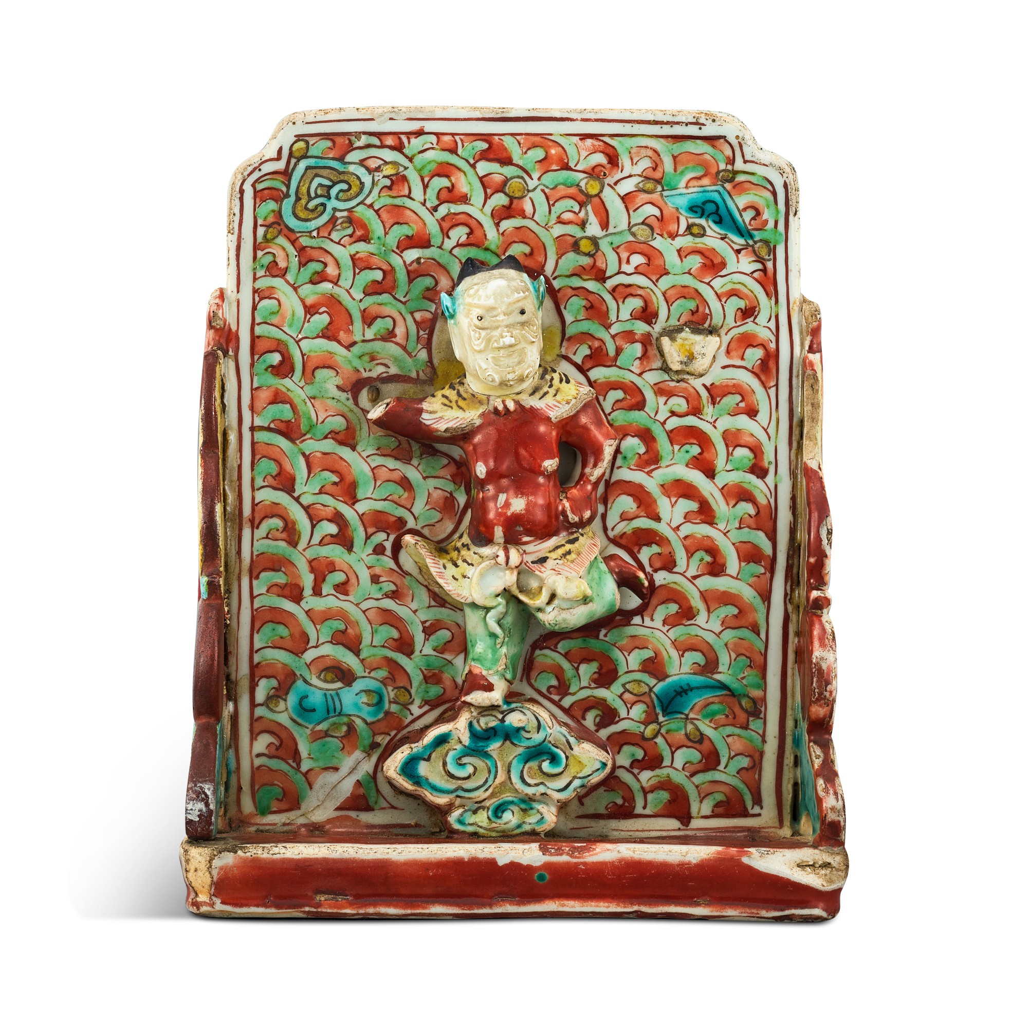 A polychrome-enamelled 'kuixing' table screen — 明嘉靖 五彩魁星踢斗插屏