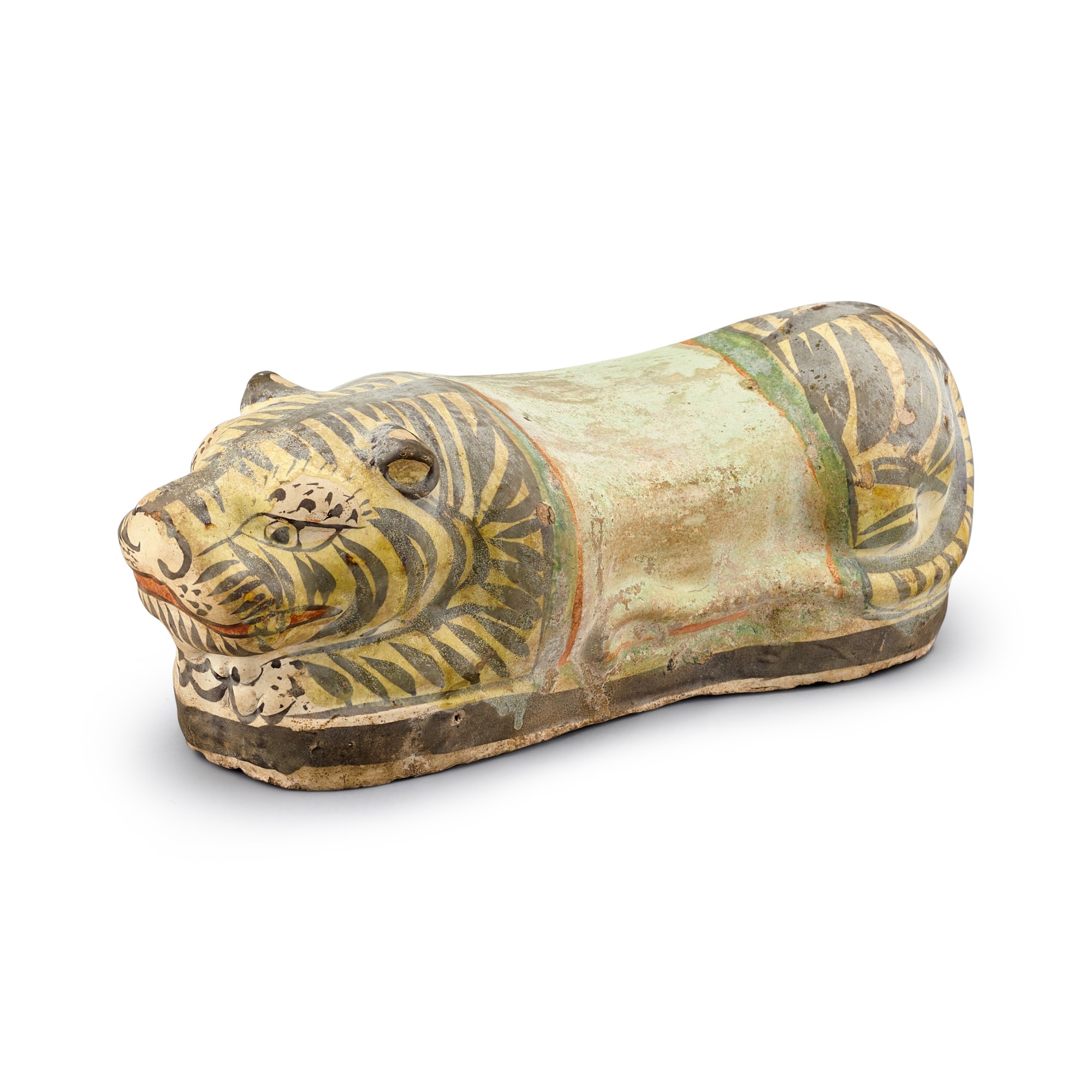 A Cizhou painted 'tiger' pillow — 北宋至金 磁州窰虎紋枕