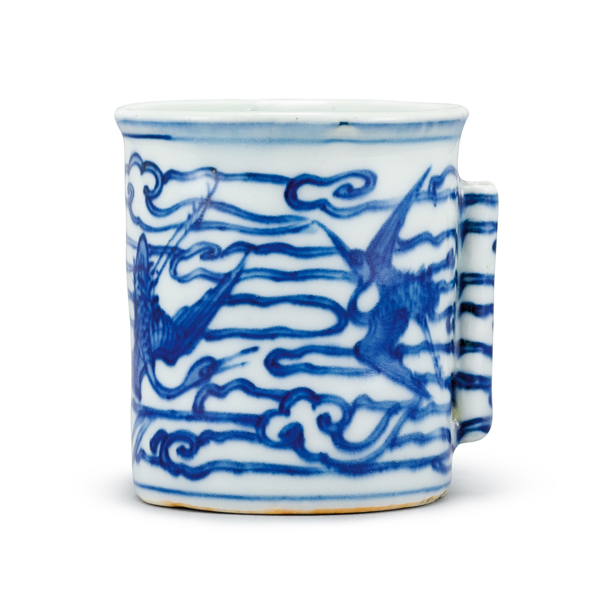 Unknown — 明萬曆 青花雲鶴紋鳥食罐 《大明萬曆年製》款