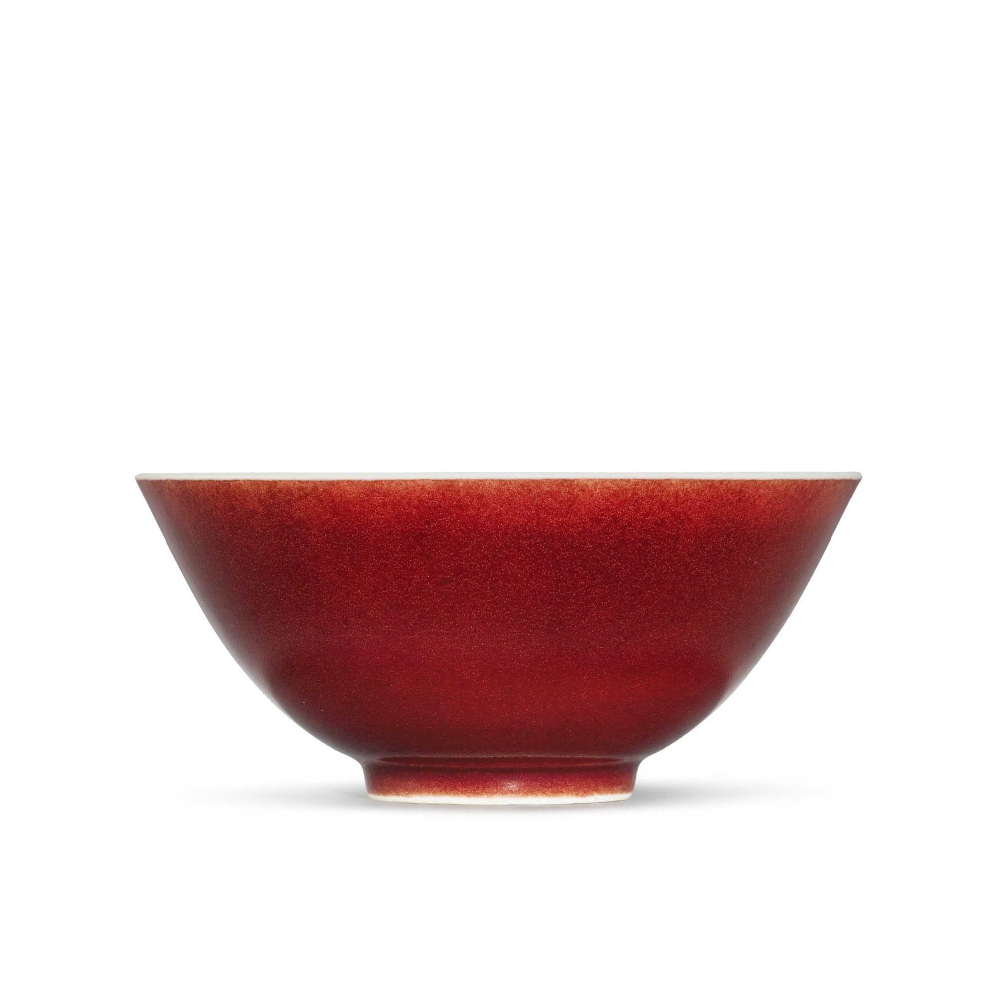 A copper-red glazed bowl — 清道光 紅釉盌 《大清道光年製》款