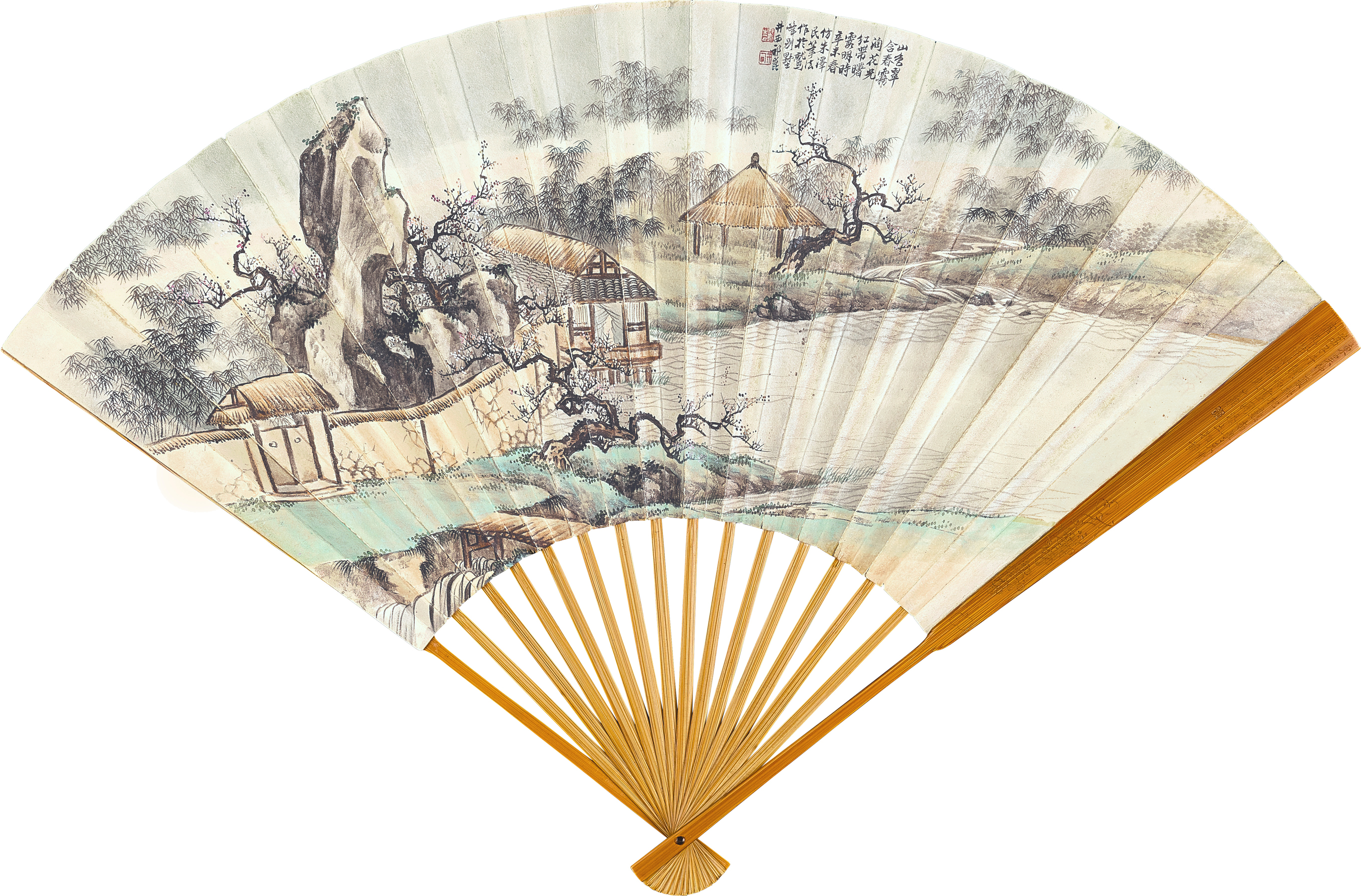 祁崑 Qi Kun — 春霧潤山碧 Pavilions by the River