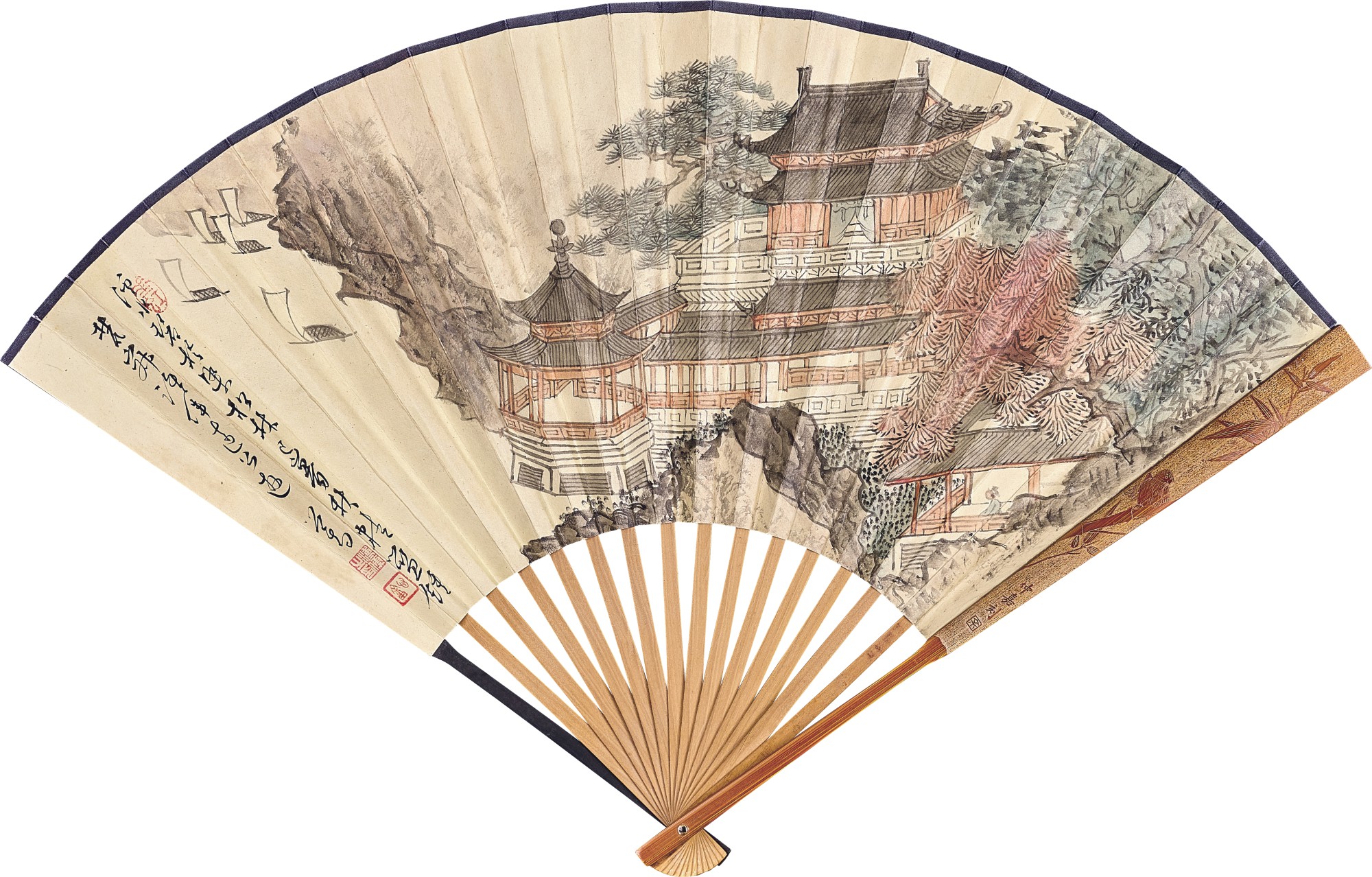 Pu Ru — 江樓帆遠、行書詩 Sailing Across the River