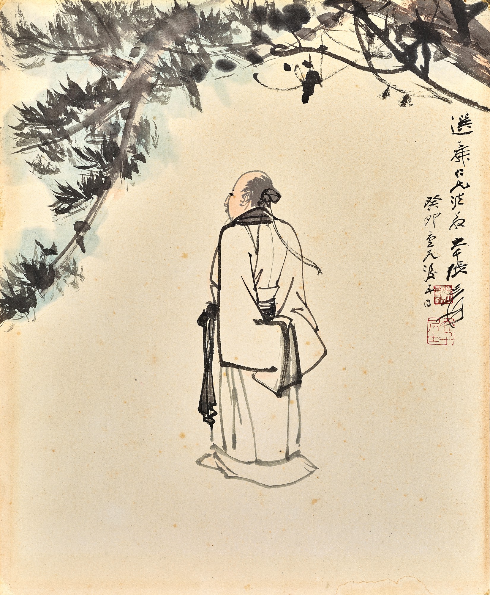 Zhang Daqian (Chang Dai-chien, 1899-1983) — 觀松圖 Scholar under the Pine