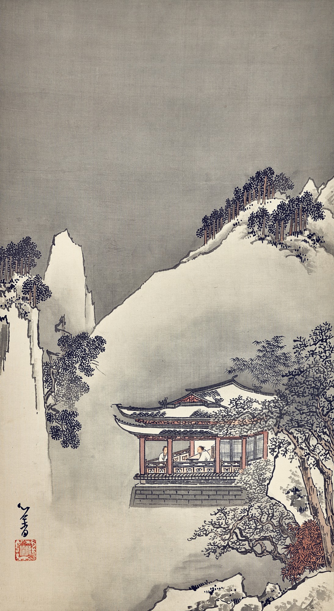 寒山夜話 Pavilion at Snowy Landscape