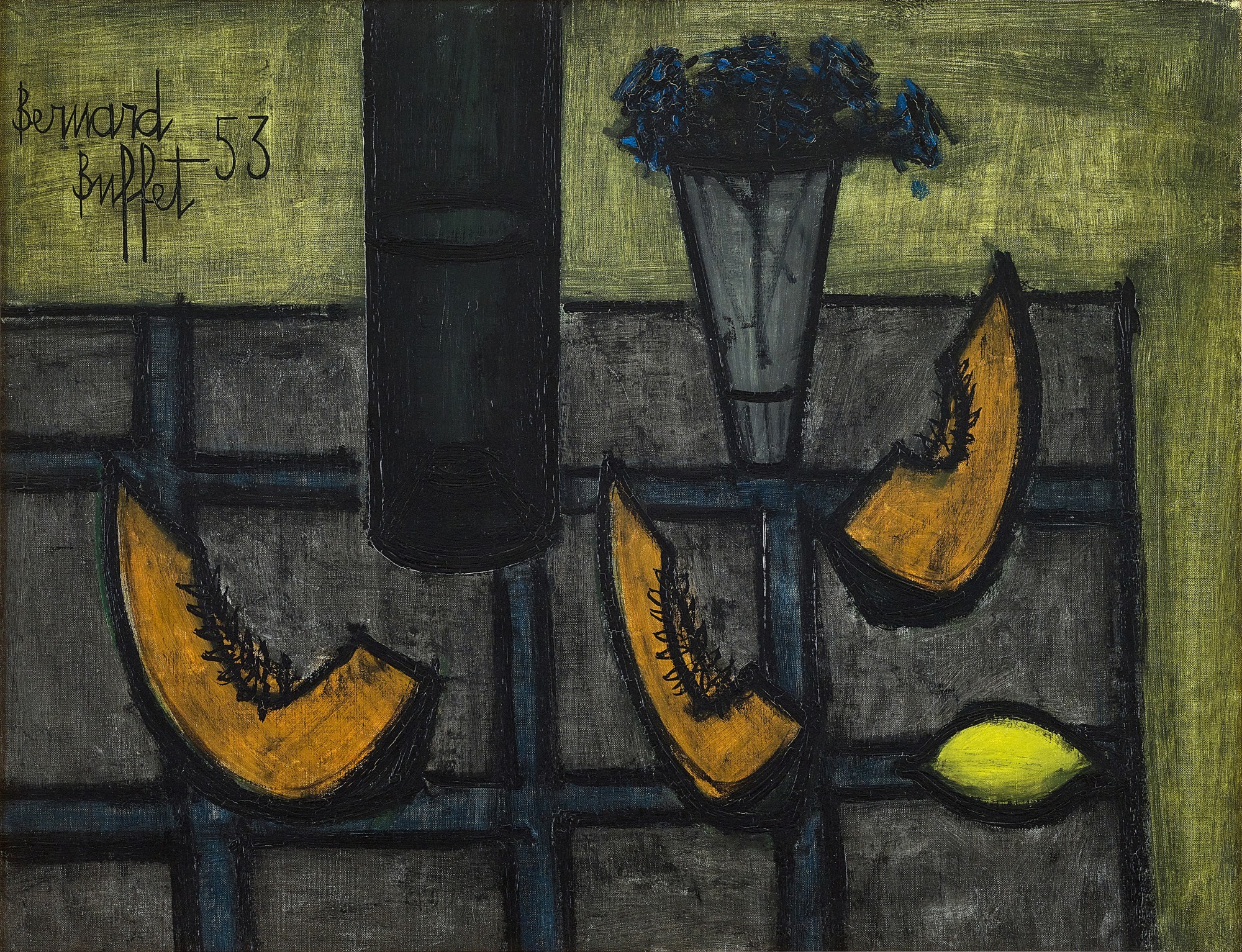 Bernard Buffet — Nature morte aux tranches de melon 靜物甜瓜
