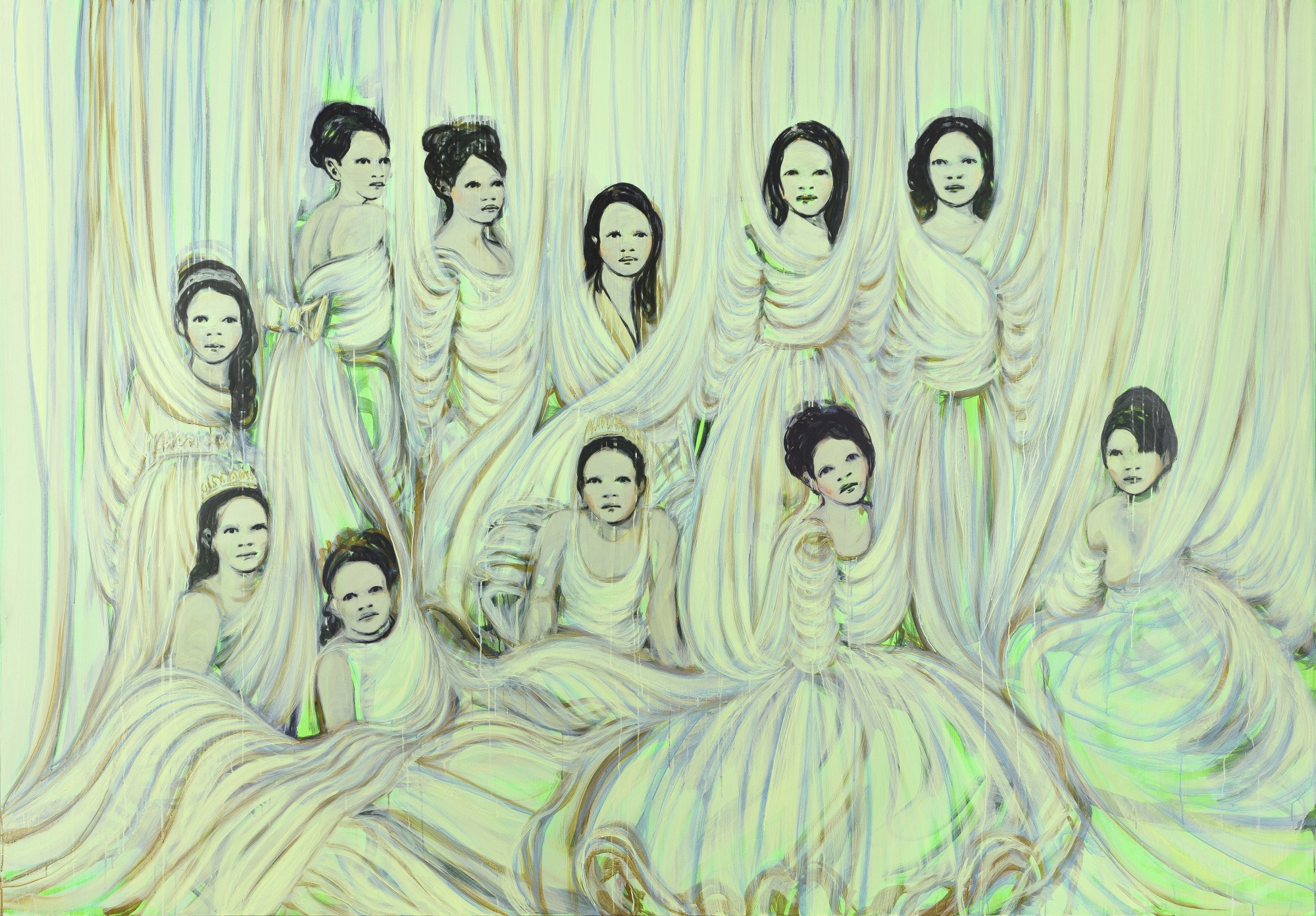 Claire Tabouret — Les Débutantes (vert de jaune) 元媛舞會（黃綠調）