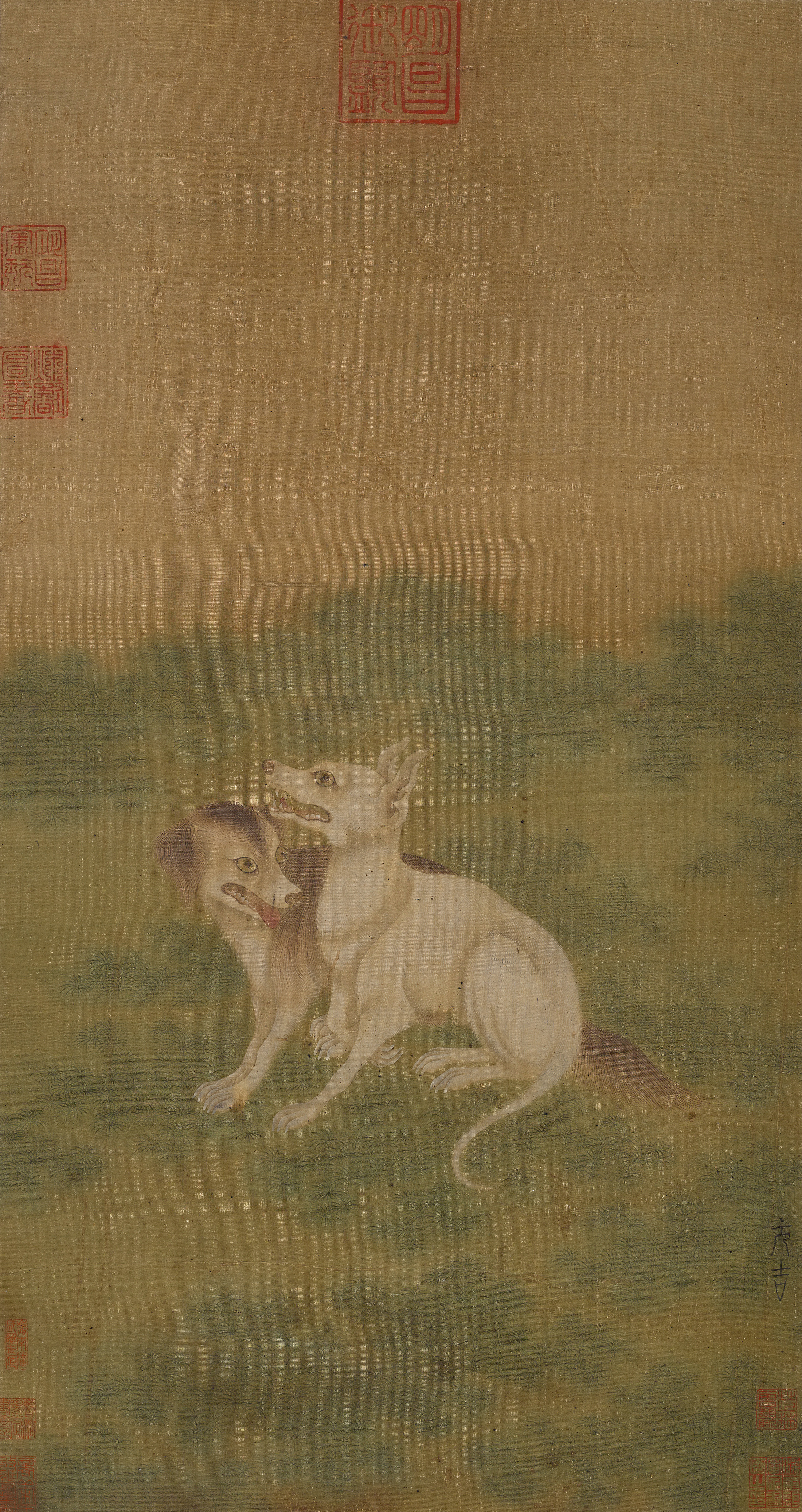 Attributed to Yi Yuanji — Dogs 雙犬圖