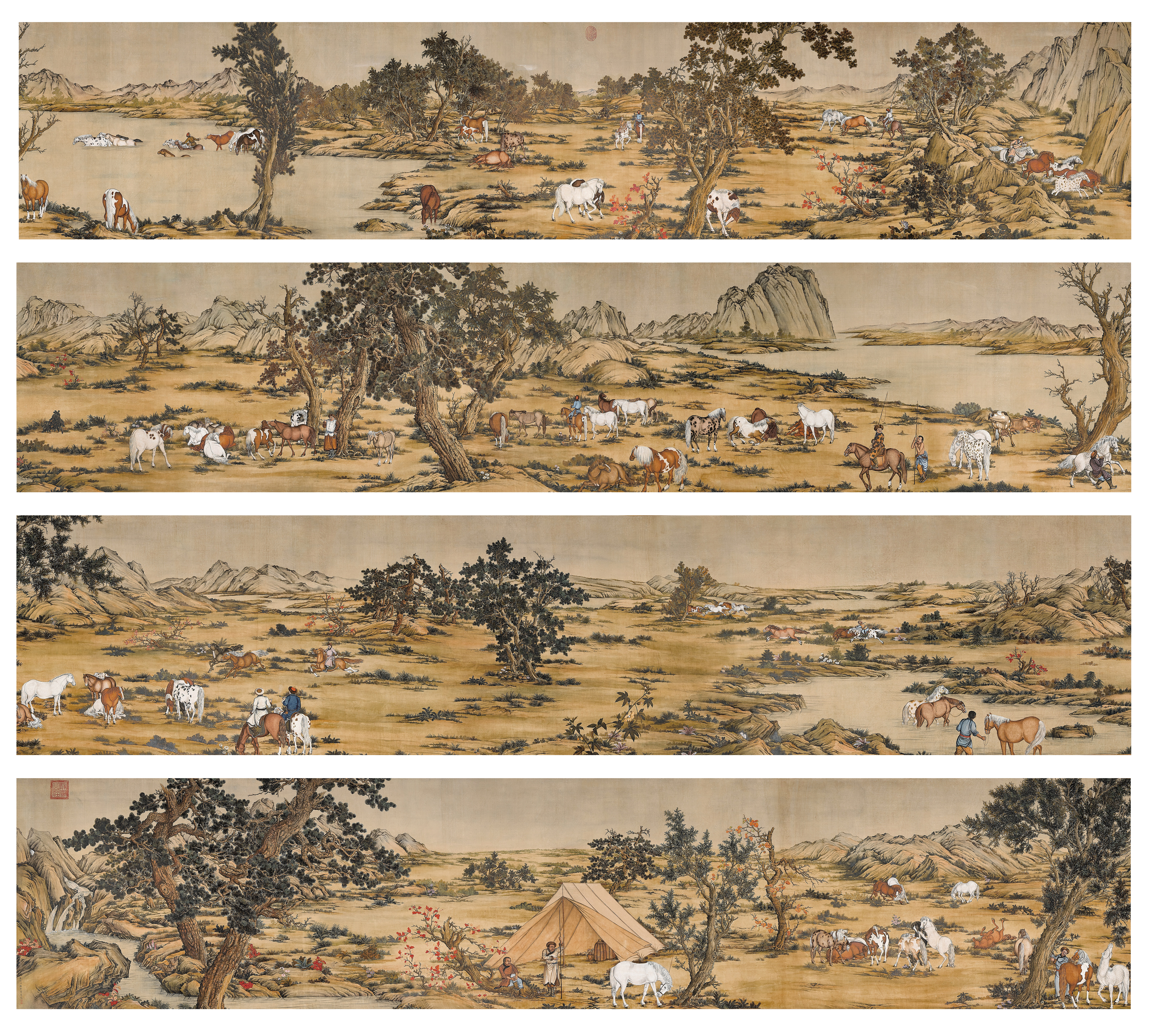 Attributed to Lang Shining (Giuseppe Castiglione) — Attributed to Lang Shining (Giuseppe Castiglione) 郎世寧(款)| Autumn Hunting 秋獵圖