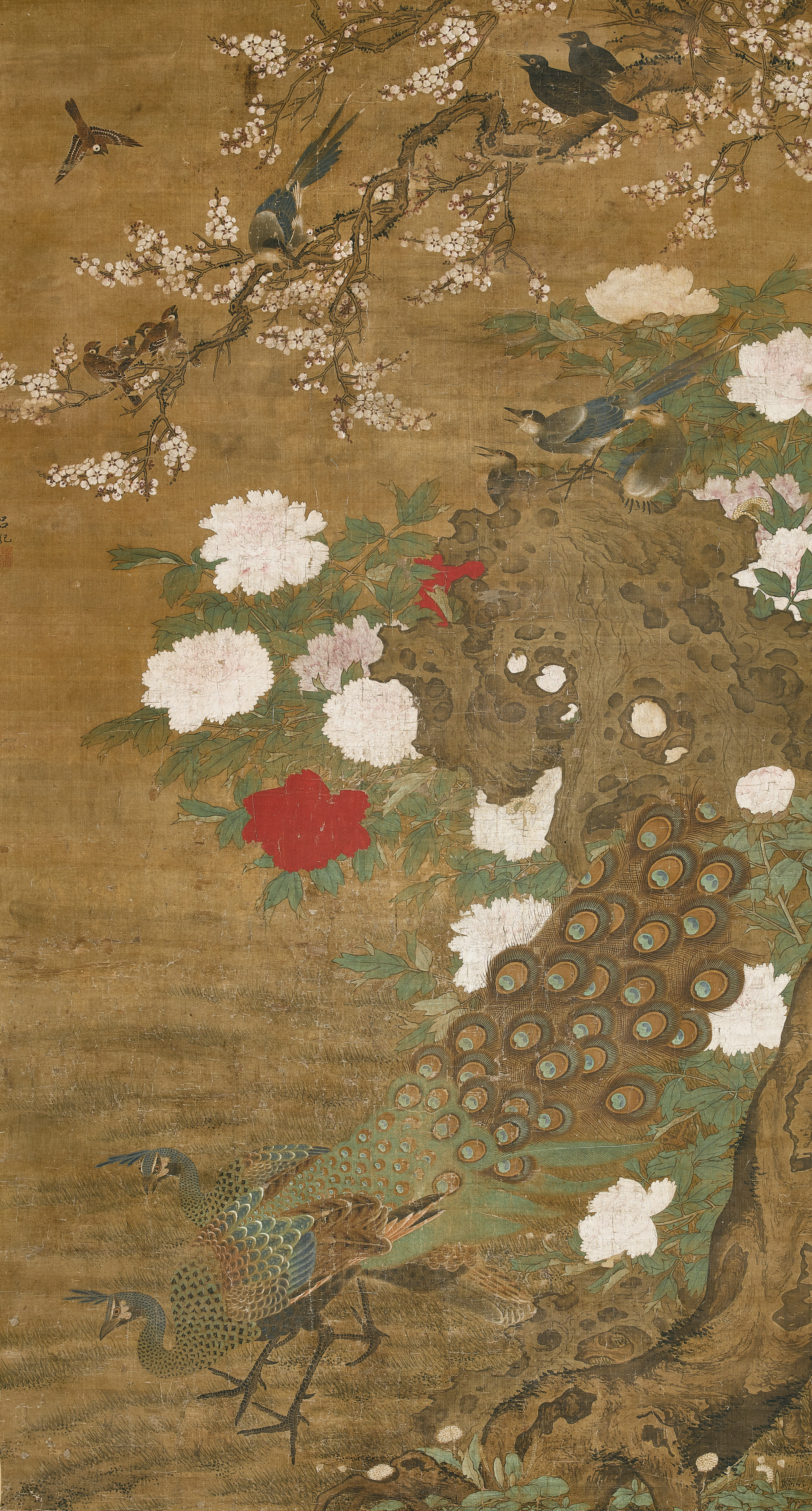 Lu Ji (18th Century) — Peonies and Peacocks 牡丹孔雀圖