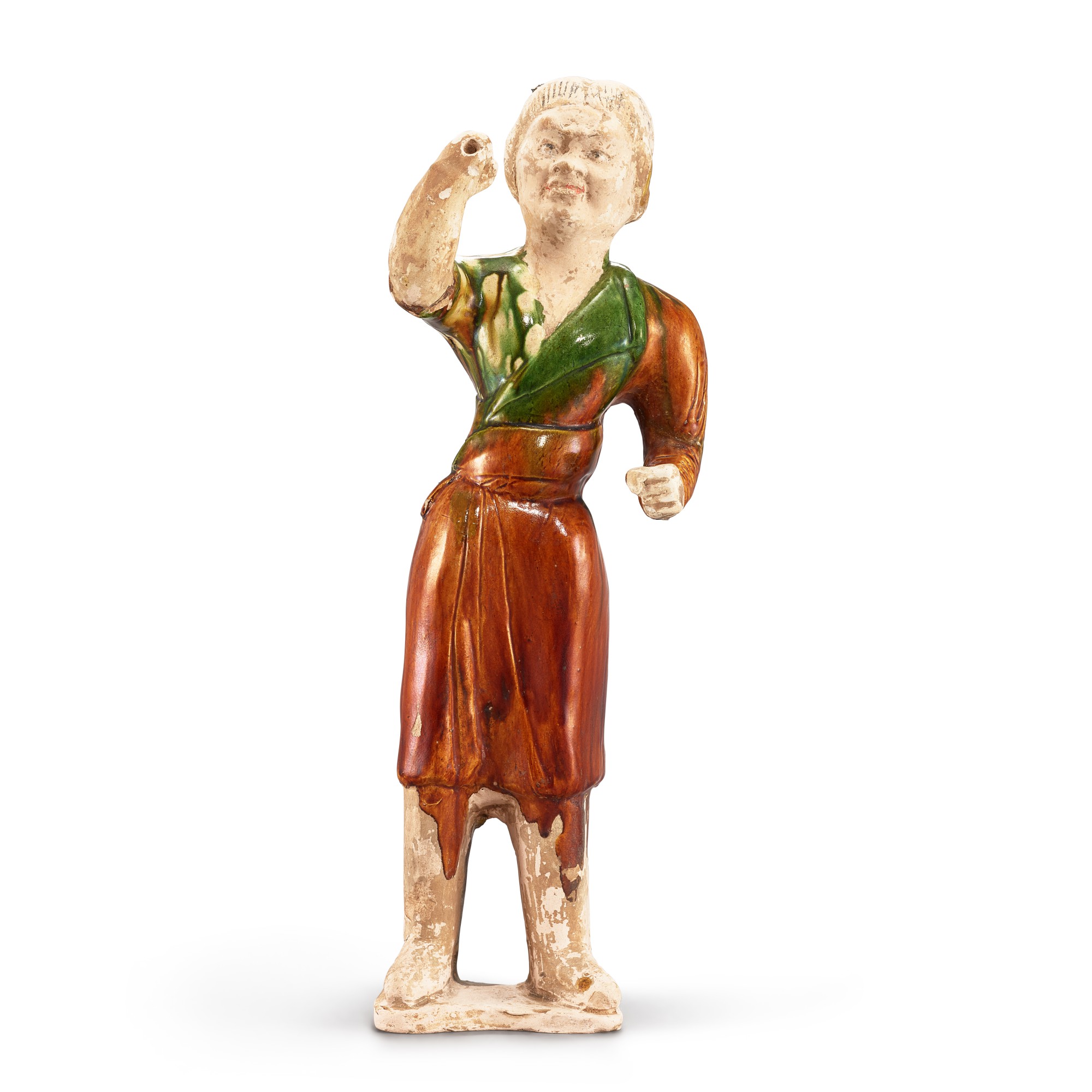 A sancai figure of a groom, — A sancai figure of a groom, Tang dynasty 唐 三彩馬伕立俑