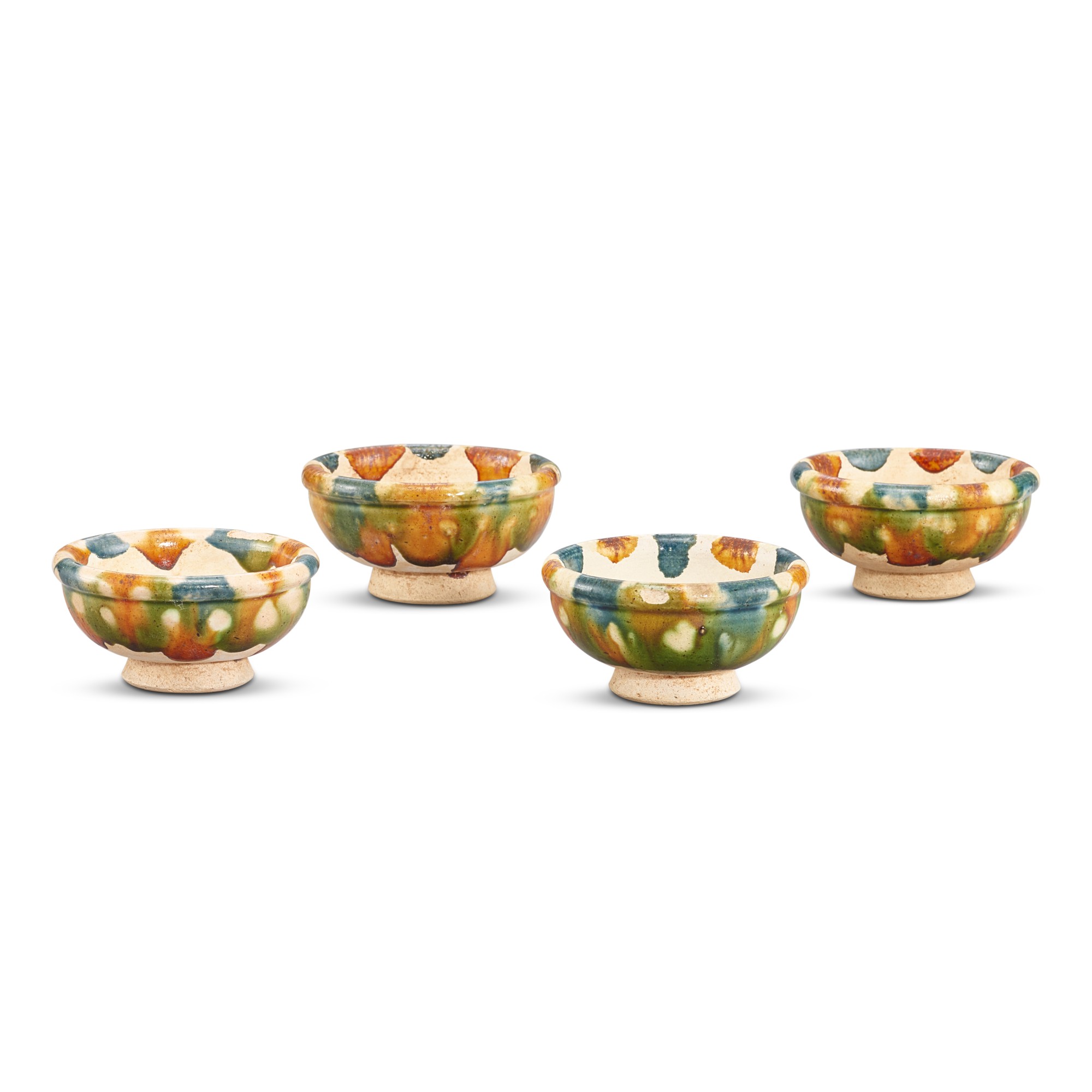 Four sancai cups,