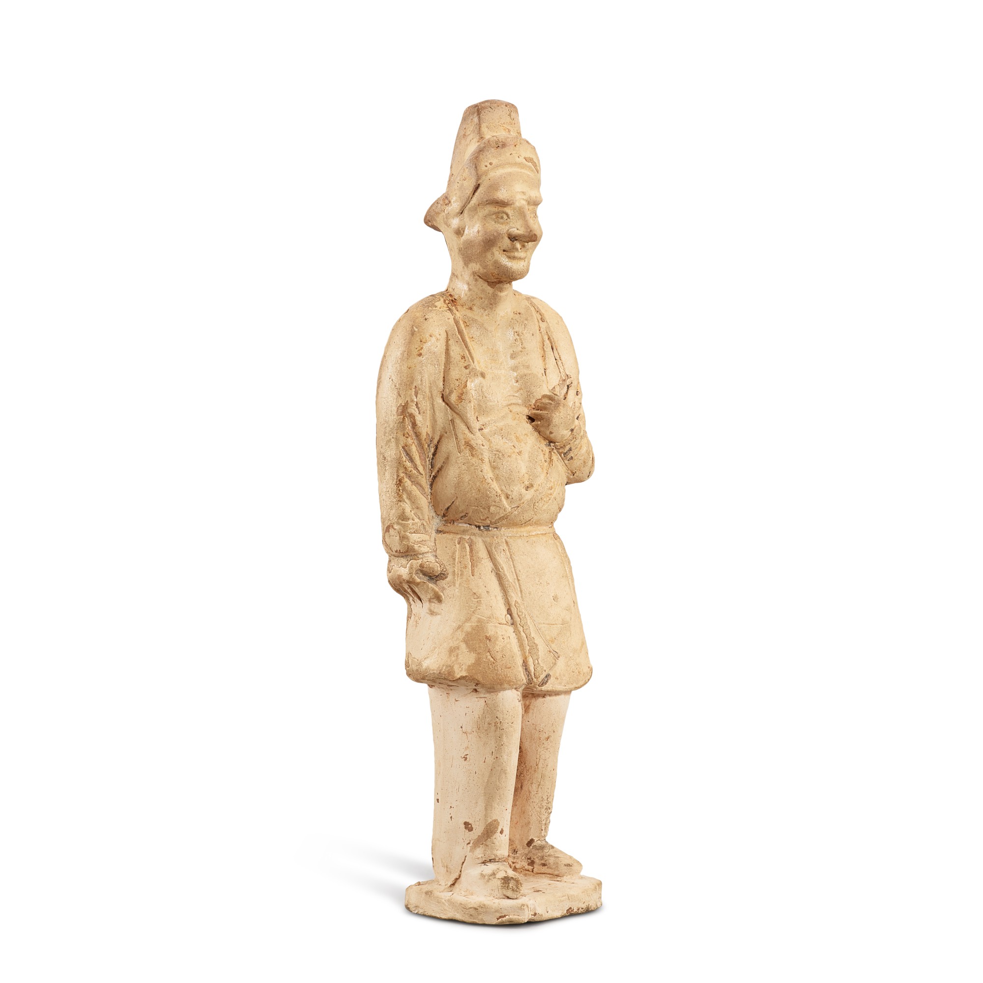 A pottery standing figure of a foreigner, — A pottery standing figure of a foreigner, Tang dynasty 唐 陶胡人立俑