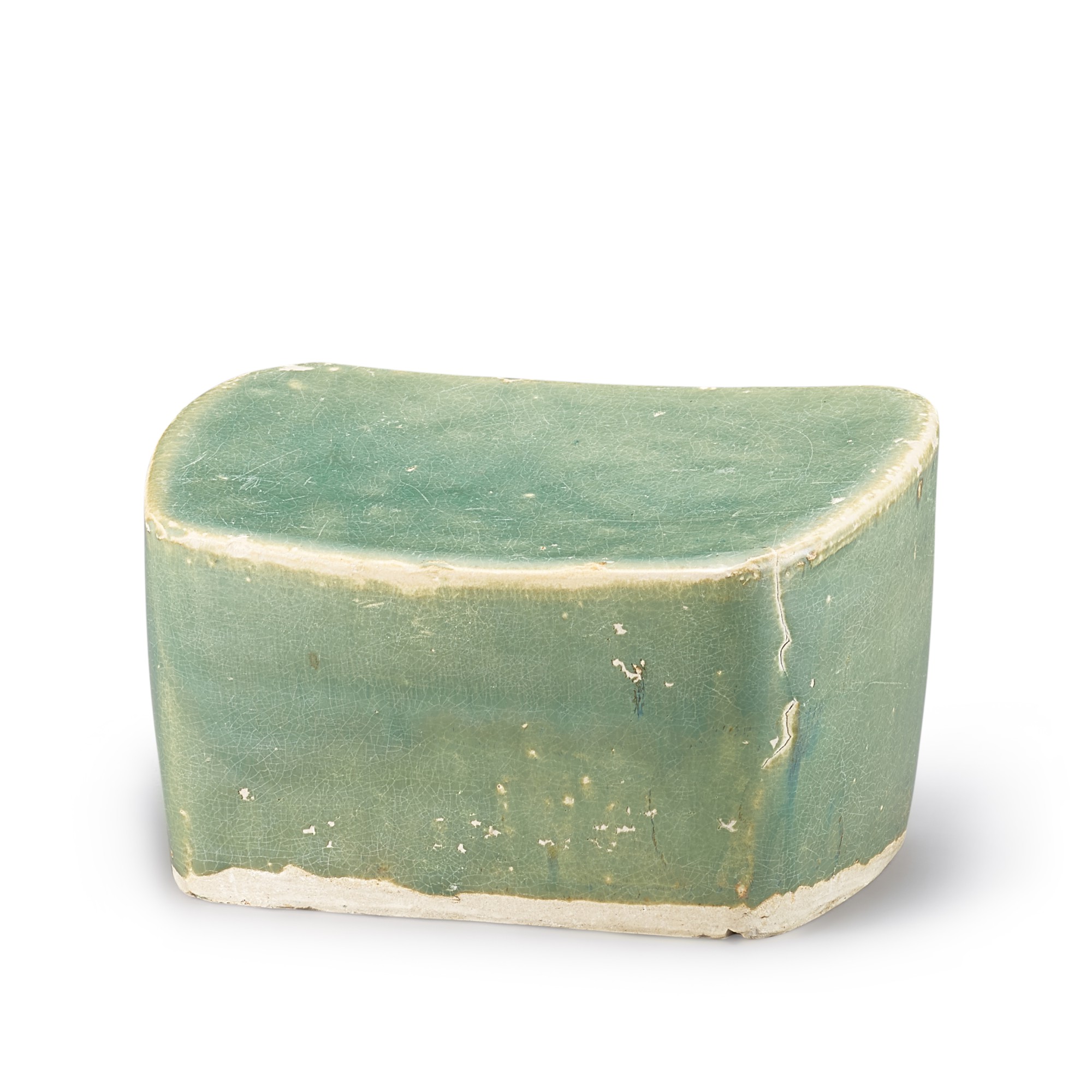 Unknown — A rare Changsha green-glazed rectangular pillow, Tang dynasty 唐 長沙窰寶石綠釉長方枕