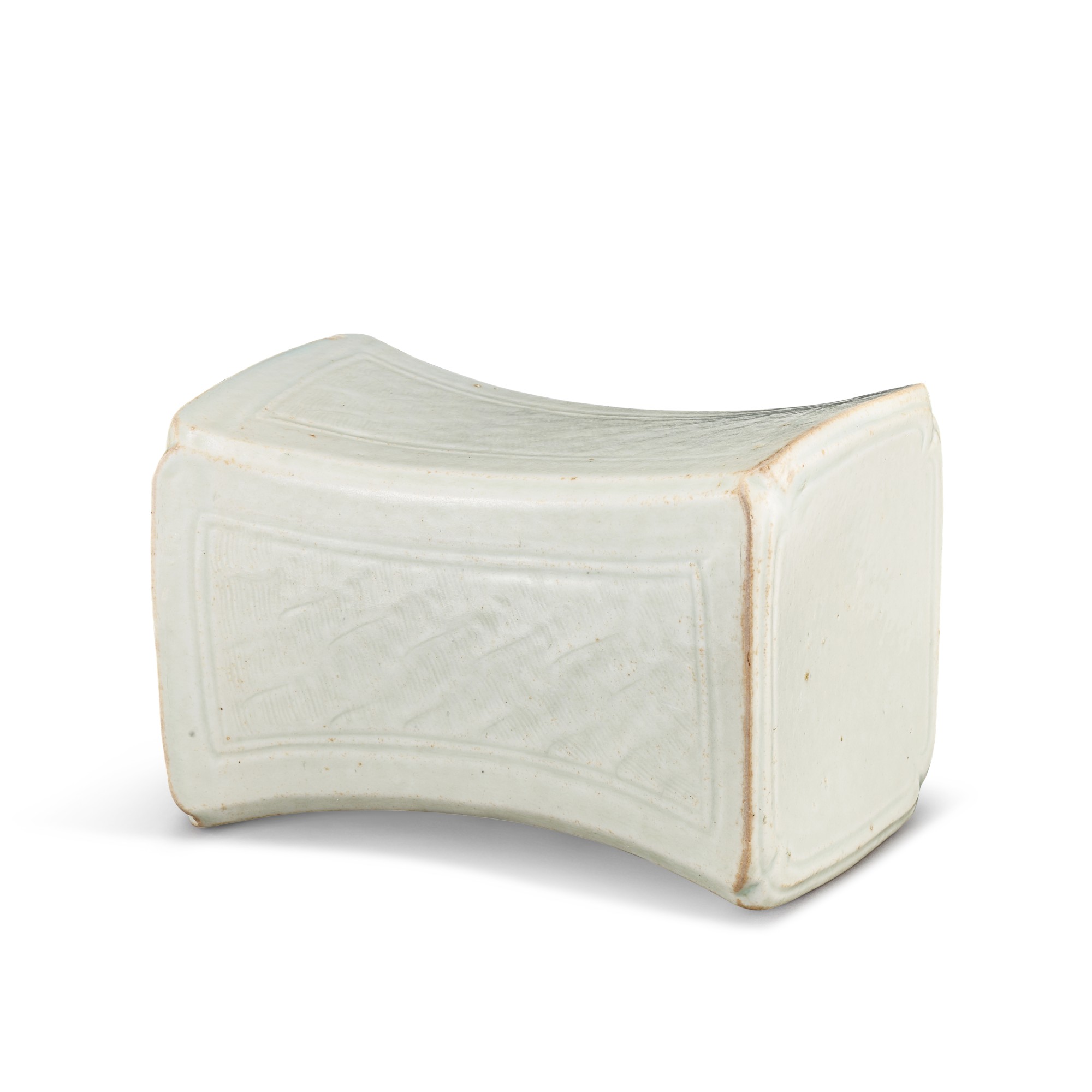 A qingbai 'waves' pillow, — A qingbai 'waves' pillow, Song dynasty  宋 青白釉水波紋枕