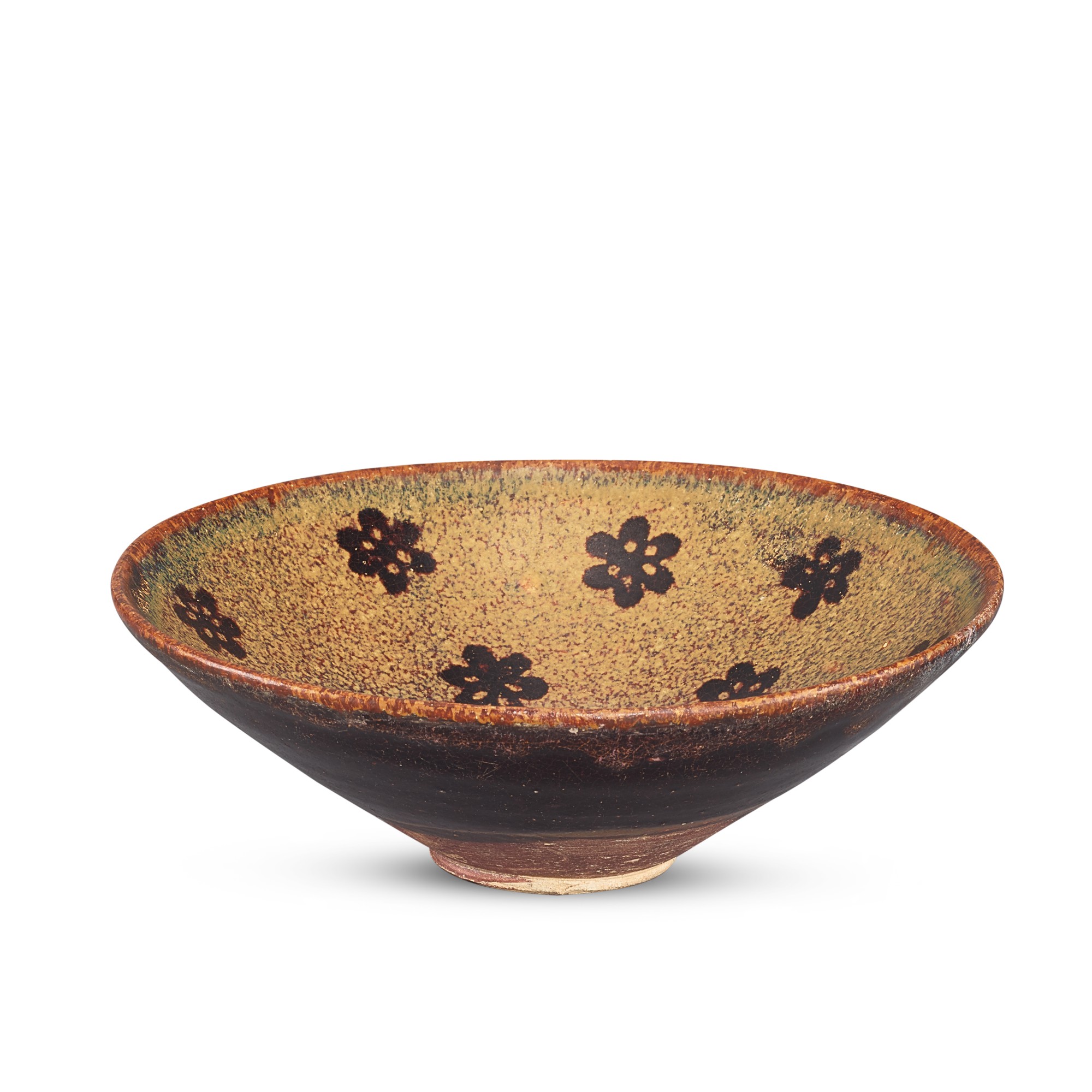 A Jizhou 'papercut' 'prunus' bowl, — A Jizhou 'papercut' 'prunus' bowl, Southern Song dynasty 南宋 吉州窰剪紙貼梅花紋盌