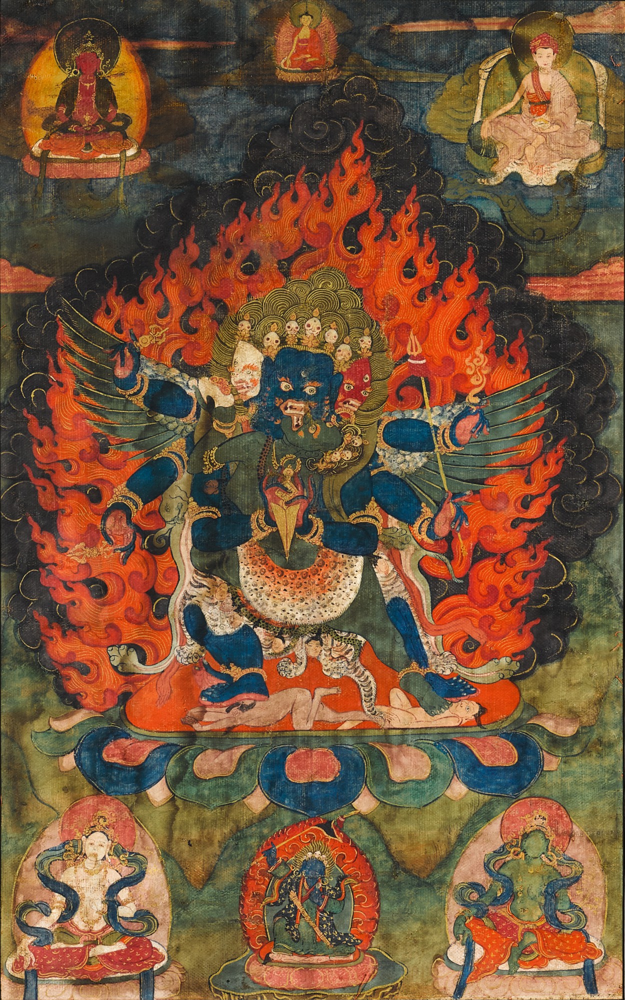 A thangka depicting Vajrakila — A thangka depicting Vajrakila Tibet, 18th century 十八世紀 西藏 普巴金剛唐卡