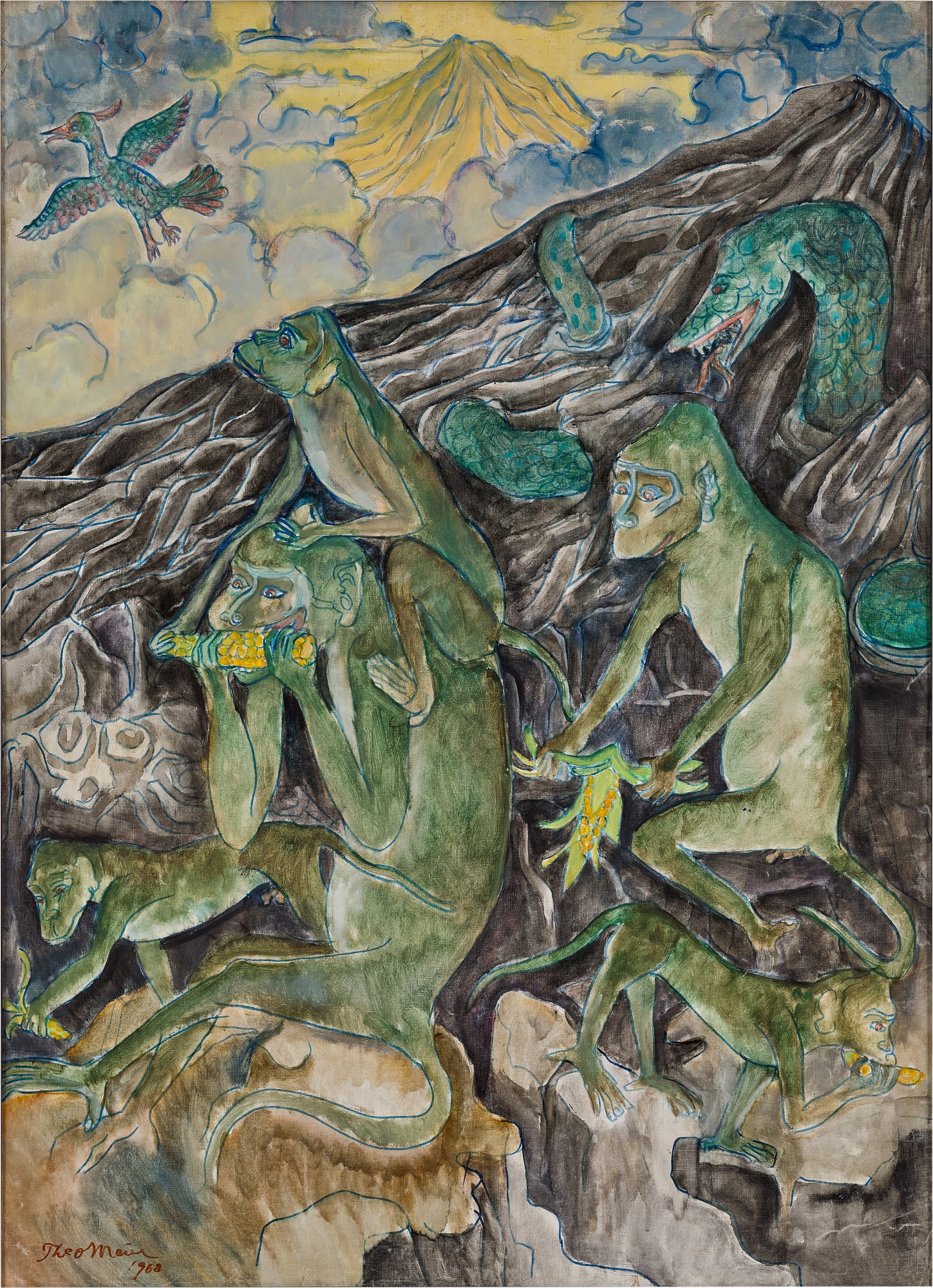 Theo Meier — Balinese Landscape with Monkeys 巴厘島風景中猴子