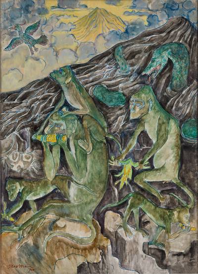 Balinese Landscape with Monkeys 巴厘島風景中猴子