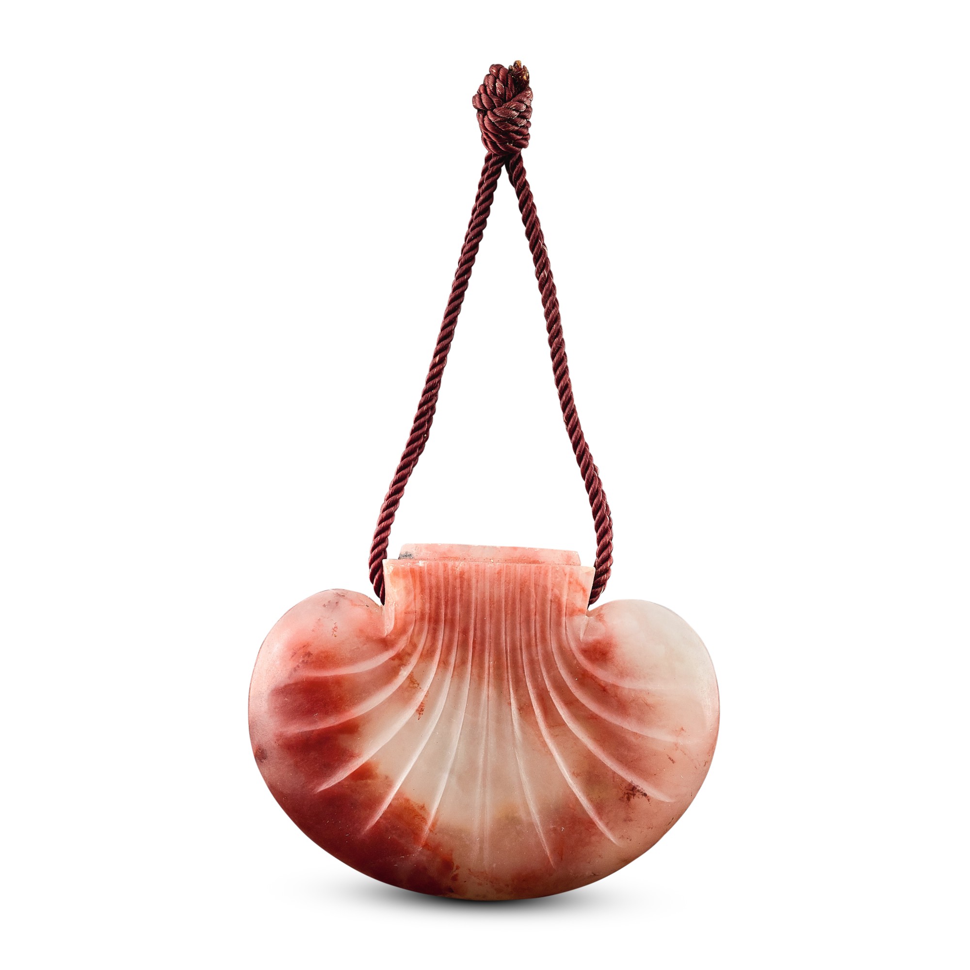 A hardstone pouch-form pomander, — A hardstone pouch-form pomander, Qing dynasty, 19th century 清十九世紀 寶石荷包式香囊