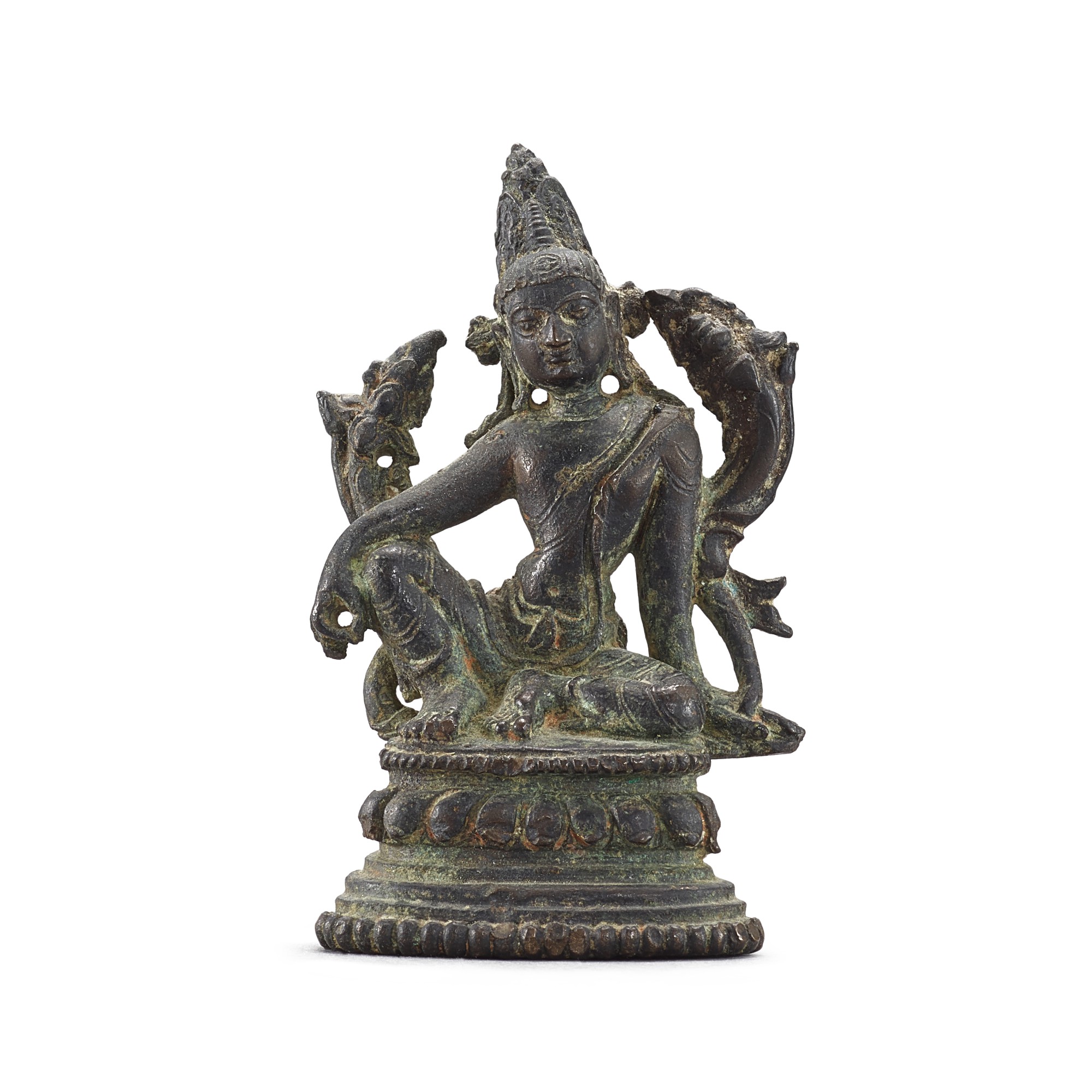 A small bronze figure of Maitreya, — A small bronze figure of Maitreya, Pala, Eastern India, 12th century 十二世紀 東印度帕拉 袖珍銅彌勒佛坐像