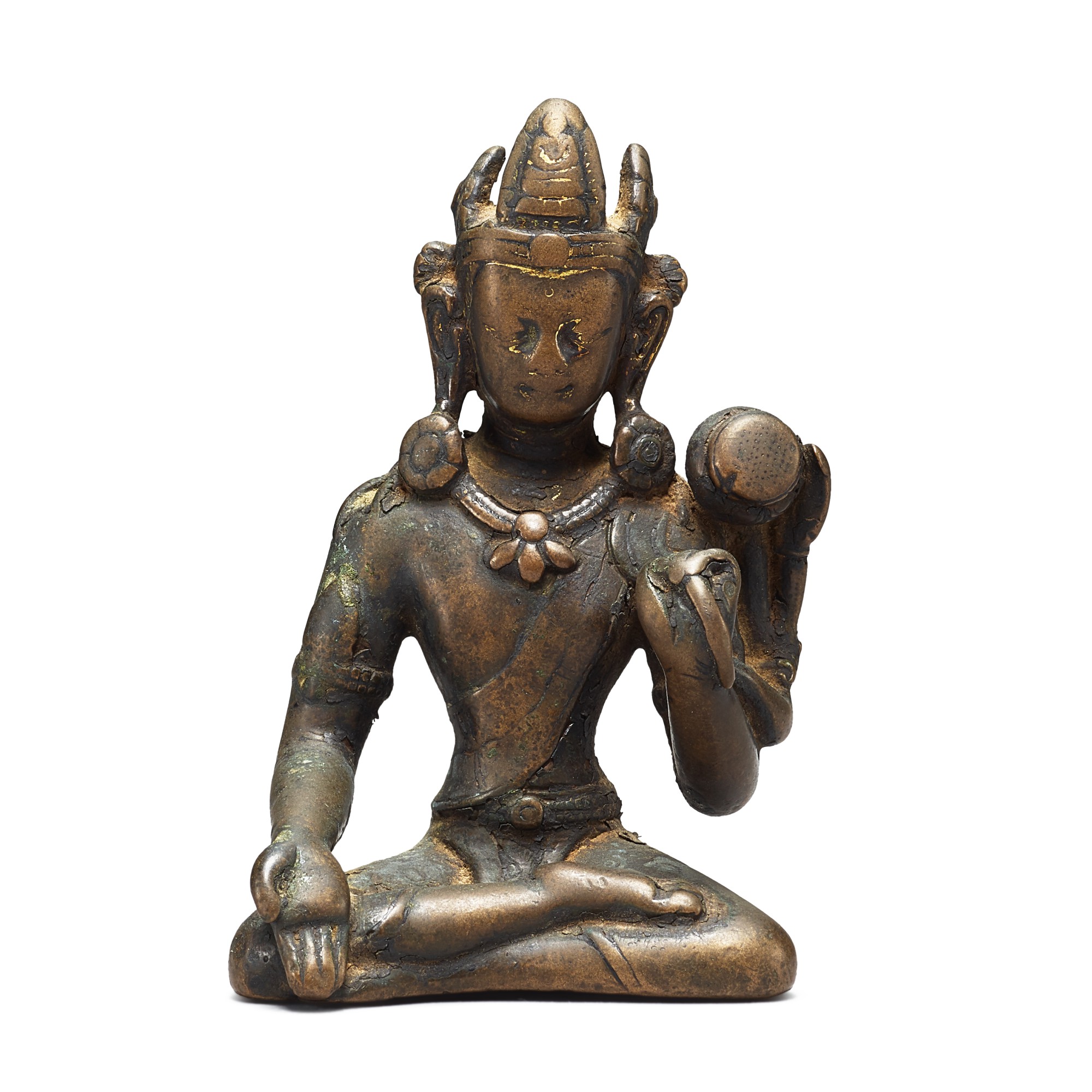 Unknown — A small bronze figure of Avalokiteshvara, Tibet, circa 11th century 約十一世紀 西藏 銅觀世音菩薩坐像