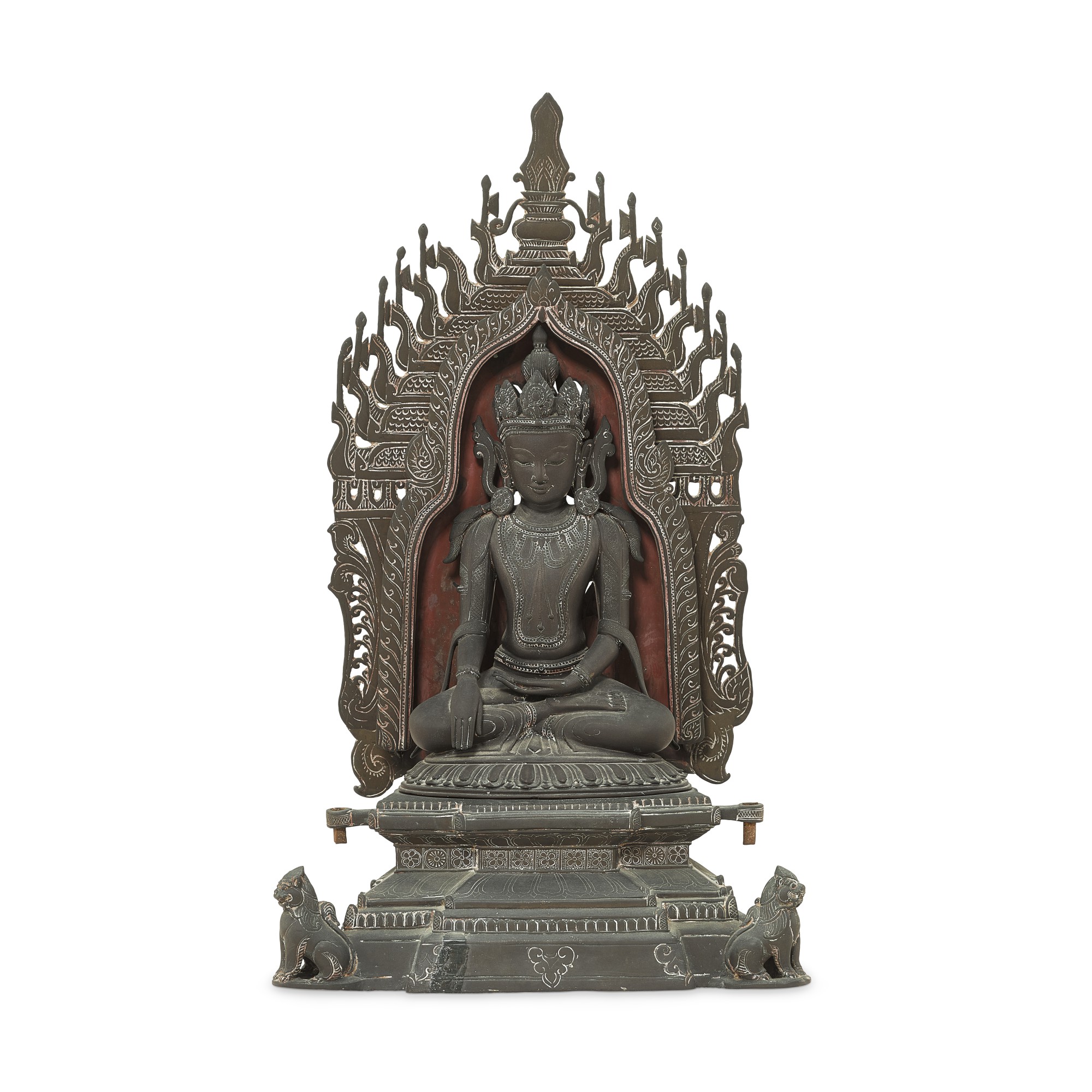A bronze seated Buddha, — A bronze seated Buddha, Burma, 15th century 十五世紀 緬甸 銅佛坐像
