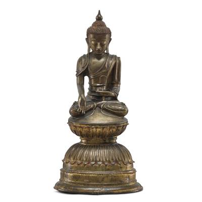 A copper-alloy seated figure of Buddha, Burma, 17th - 19th century 十七至十九世紀 緬甸 銅佛坐像