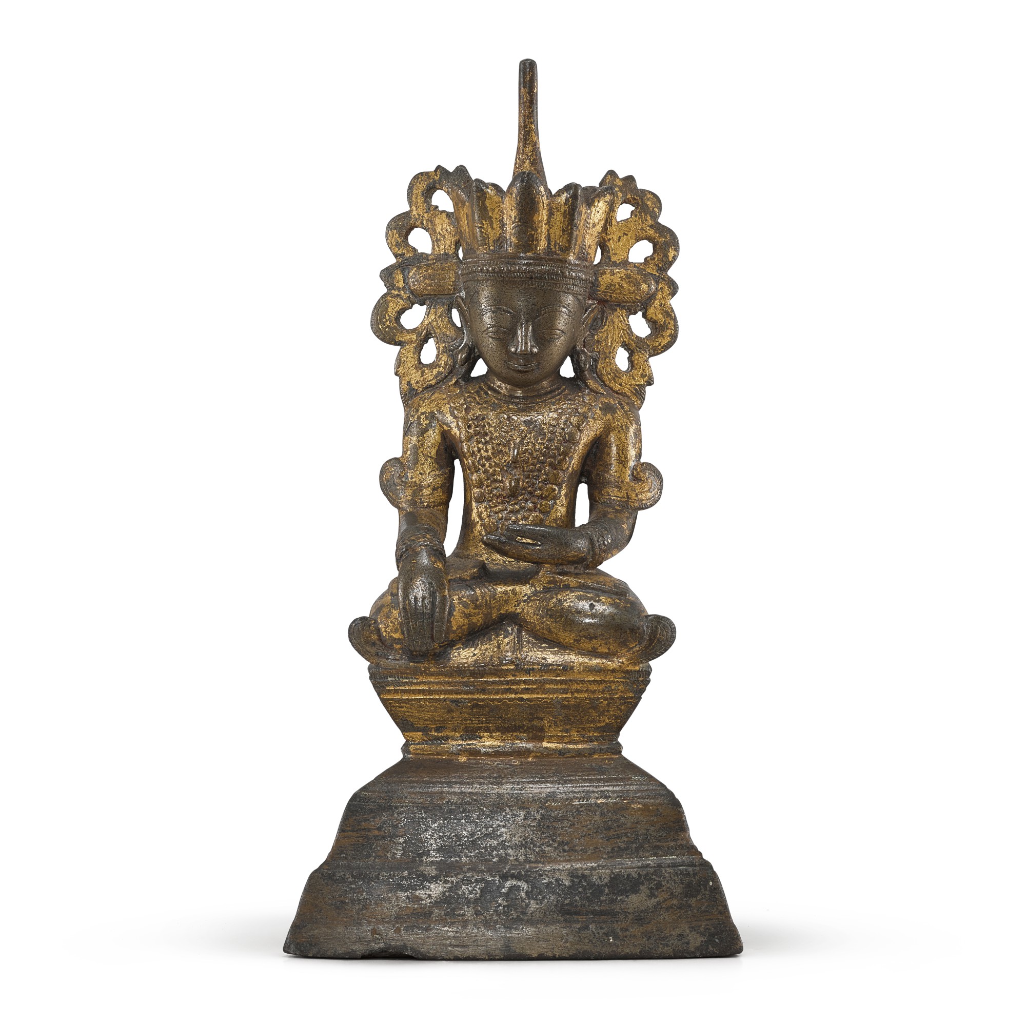 A gilt-bronze seated figure of Buddha, — A gilt-bronze seated figure of Buddha, Burma, Shan State, 17th - 19th century 十七至十九世紀 緬甸撣邦 鎏金銅佛坐像