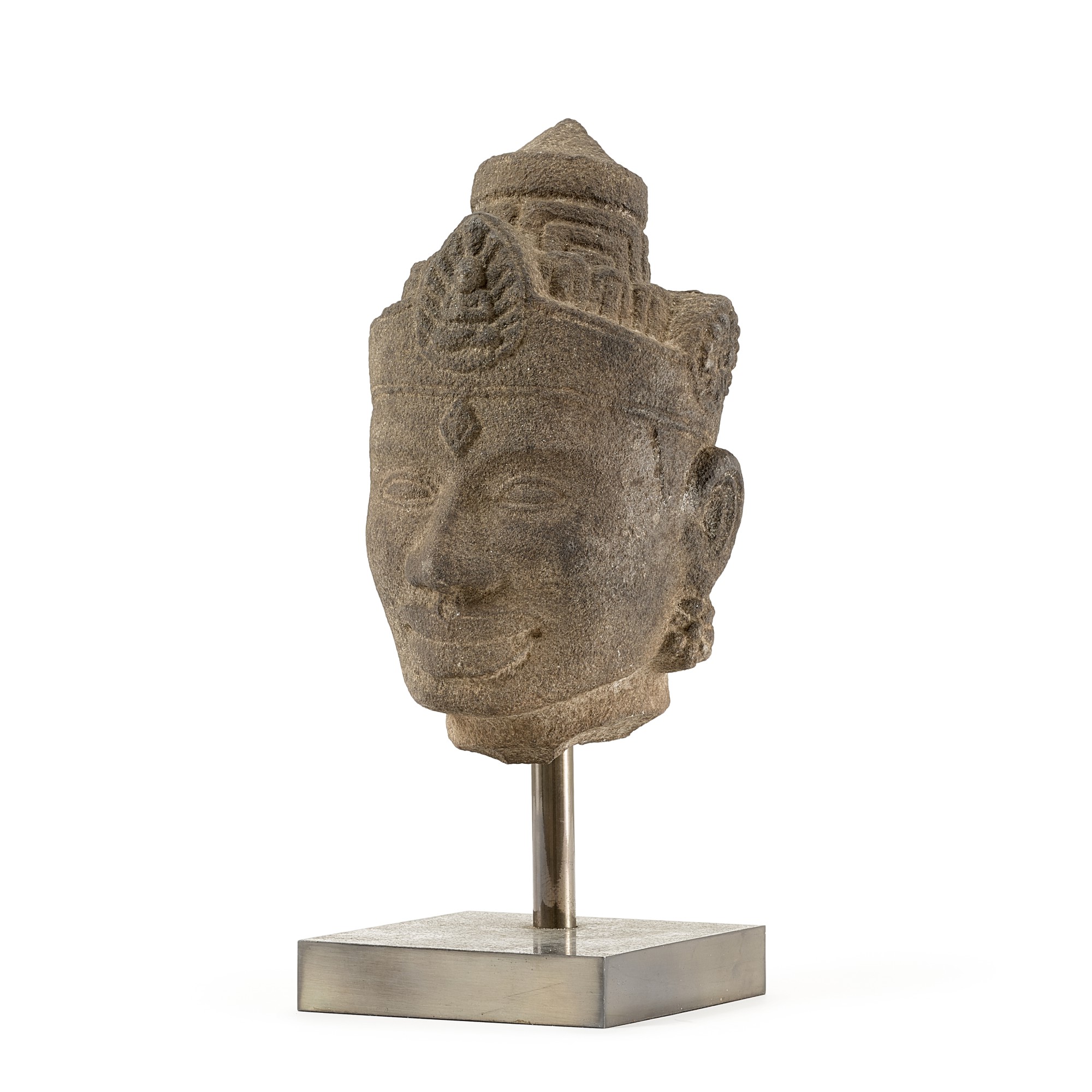 A stone head, — A stone head, Champa, 10th - 12th century 十至十二世紀 占城 石雕首像