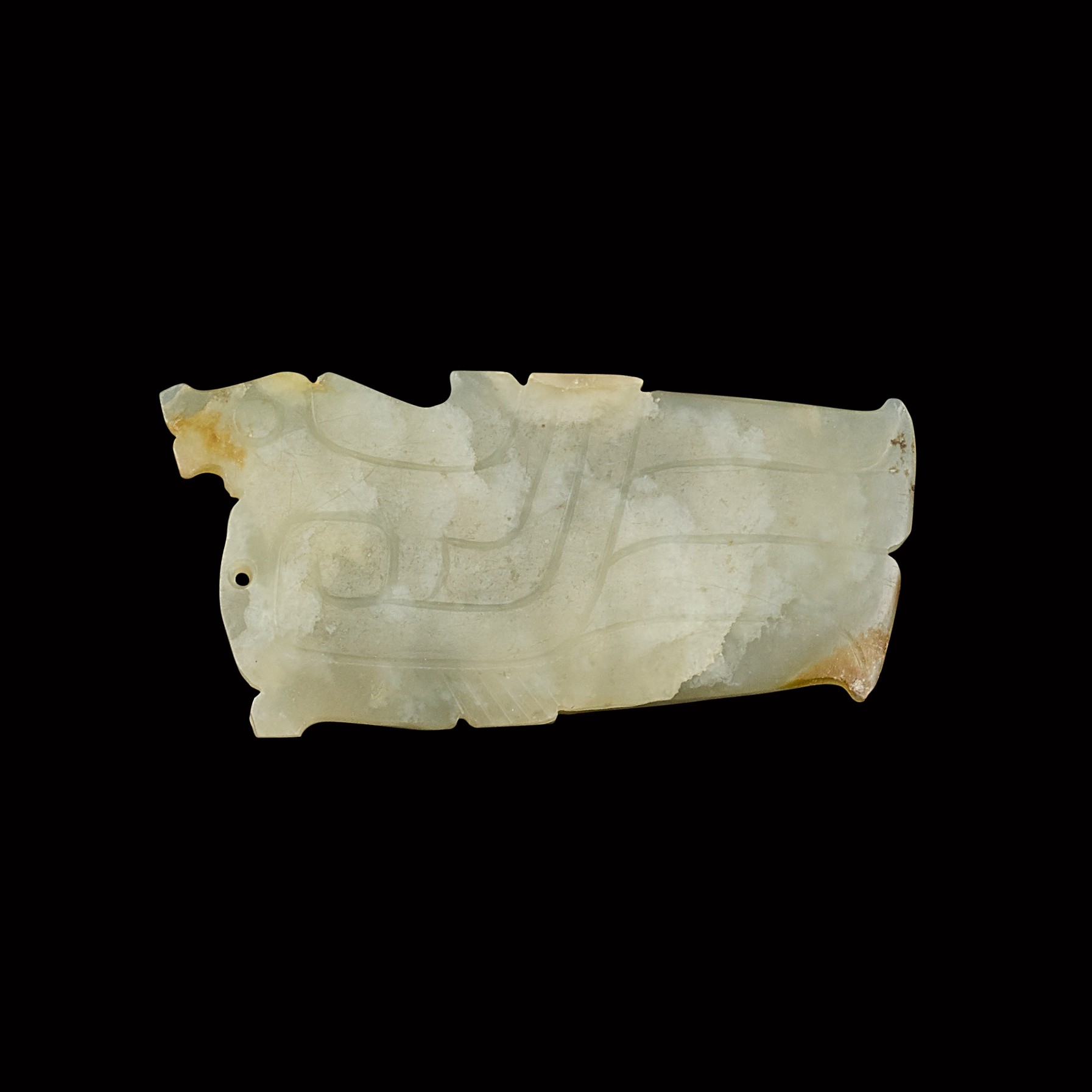 A celadon jade 'bird' pendant — 西周 青白玉鳥形珮