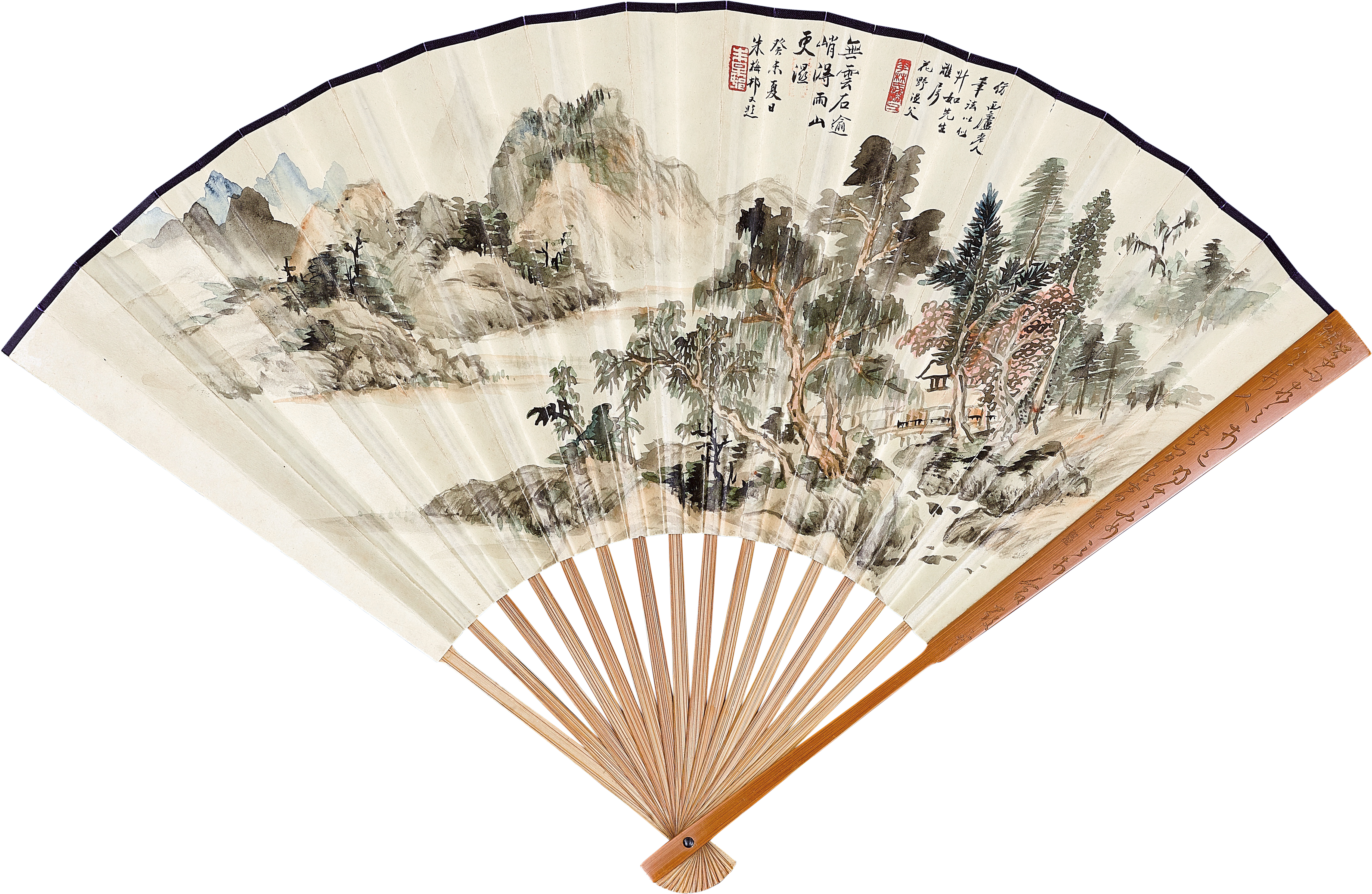 Unknown — Zhu Meicun, Landscape after Wang Shimin; Fan Haolin, Pavilion by the Lake