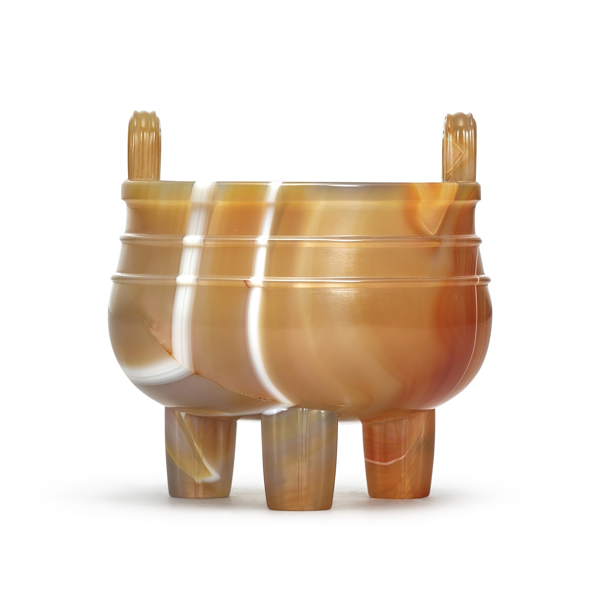 An agate tripod censer, — An agate tripod censer, Qing dynasty 清 瑪瑙鼎式爐