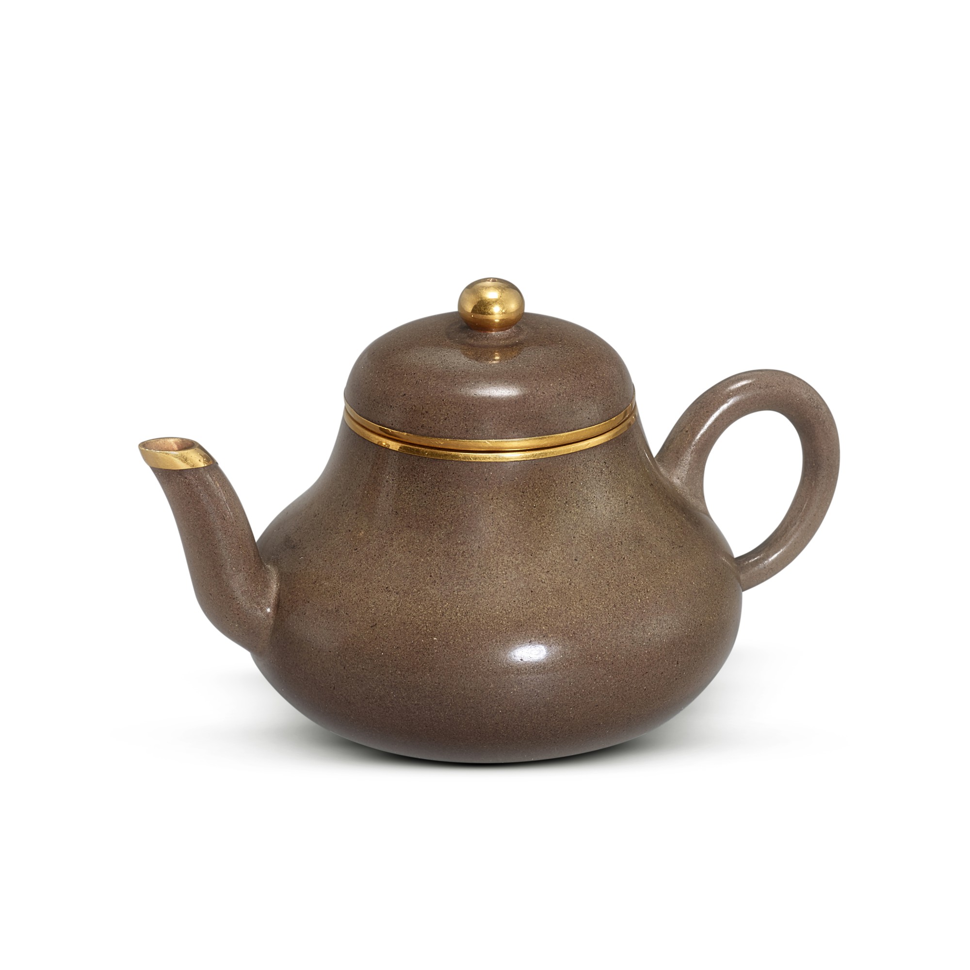 A Yixing teapot and cover for the Thai market, after Hui Mengchen, — A Yixing teapot and cover for the Thai market, after Hui Mengchen, Late Qing dynasty 清末 外銷泰國紫砂磨光壺 《雍正二年甲辰》、《惠孟臣》仿款、「昌記」、「水平」印