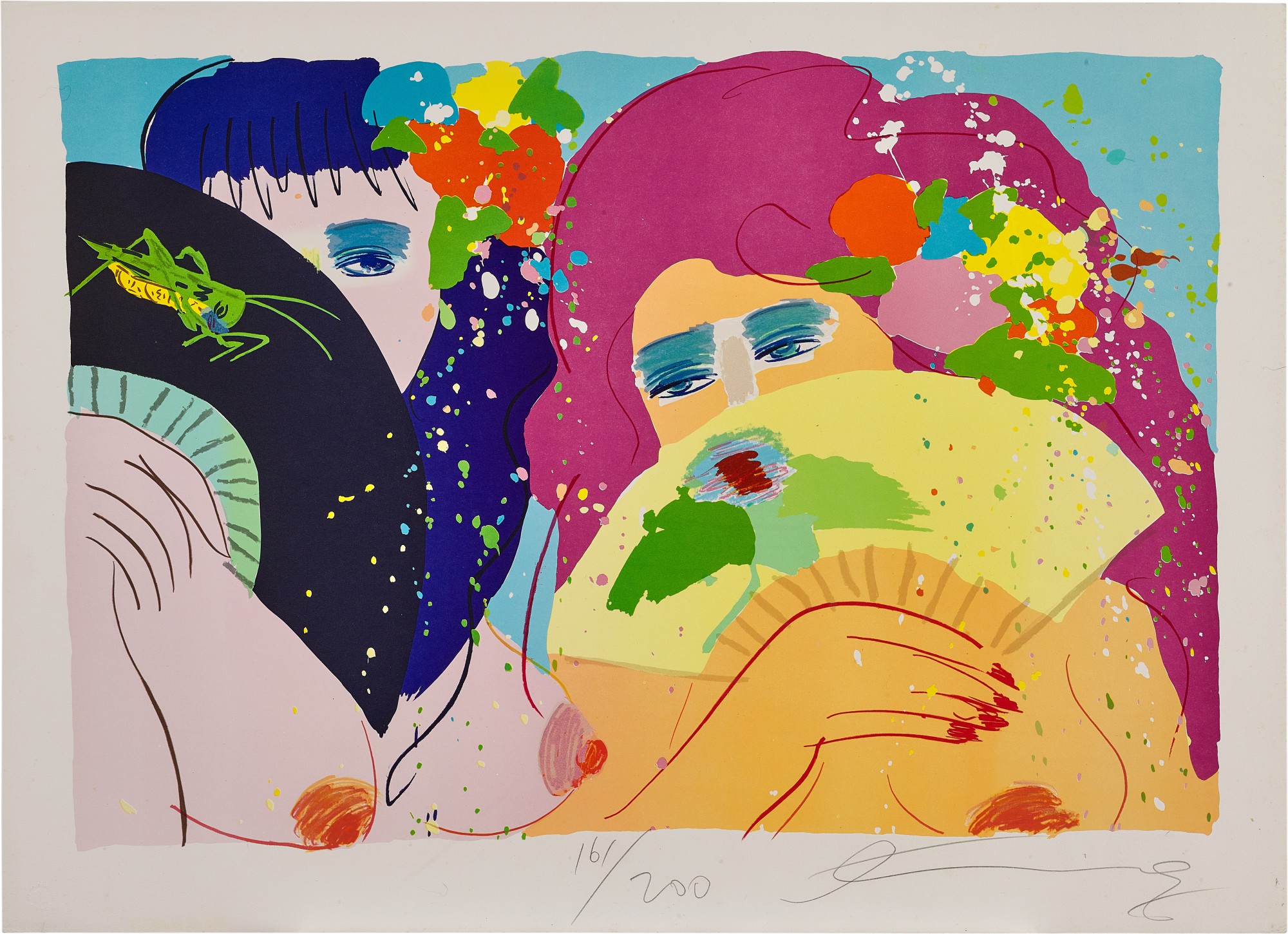 Walasse Ting — Two ladies with fans  雙美與扇