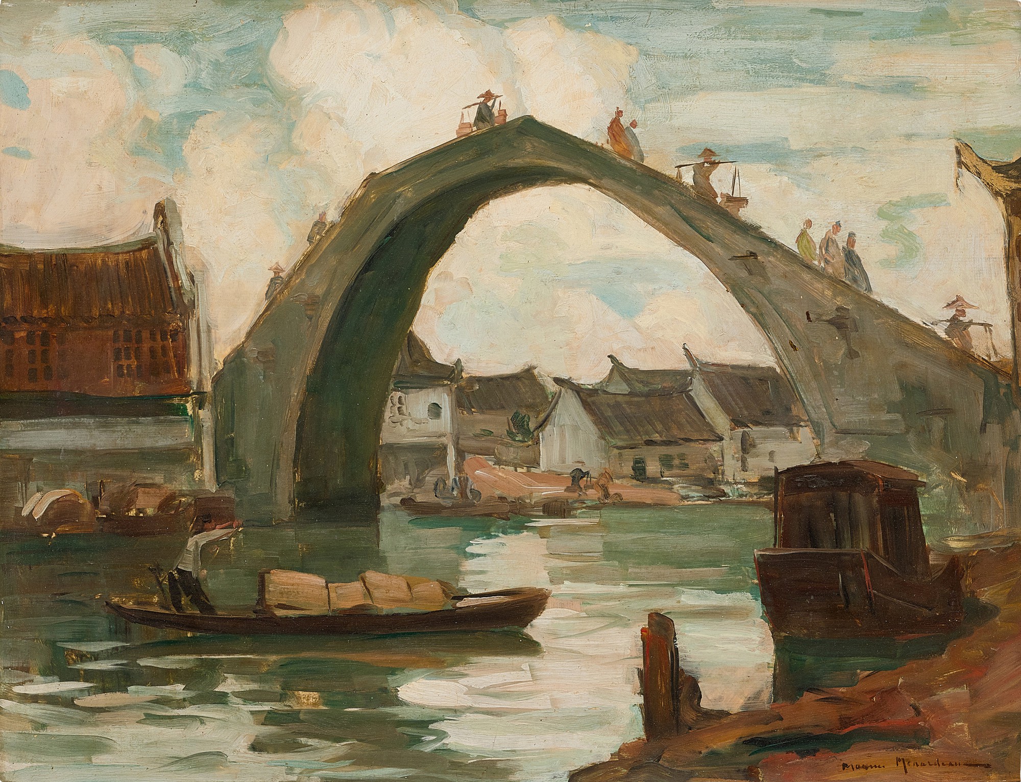 Maurice Menardeau — Scene de Port dans le Sud de la Chine (Boat Quay Scene in South of China) 南中國的碼頭景象