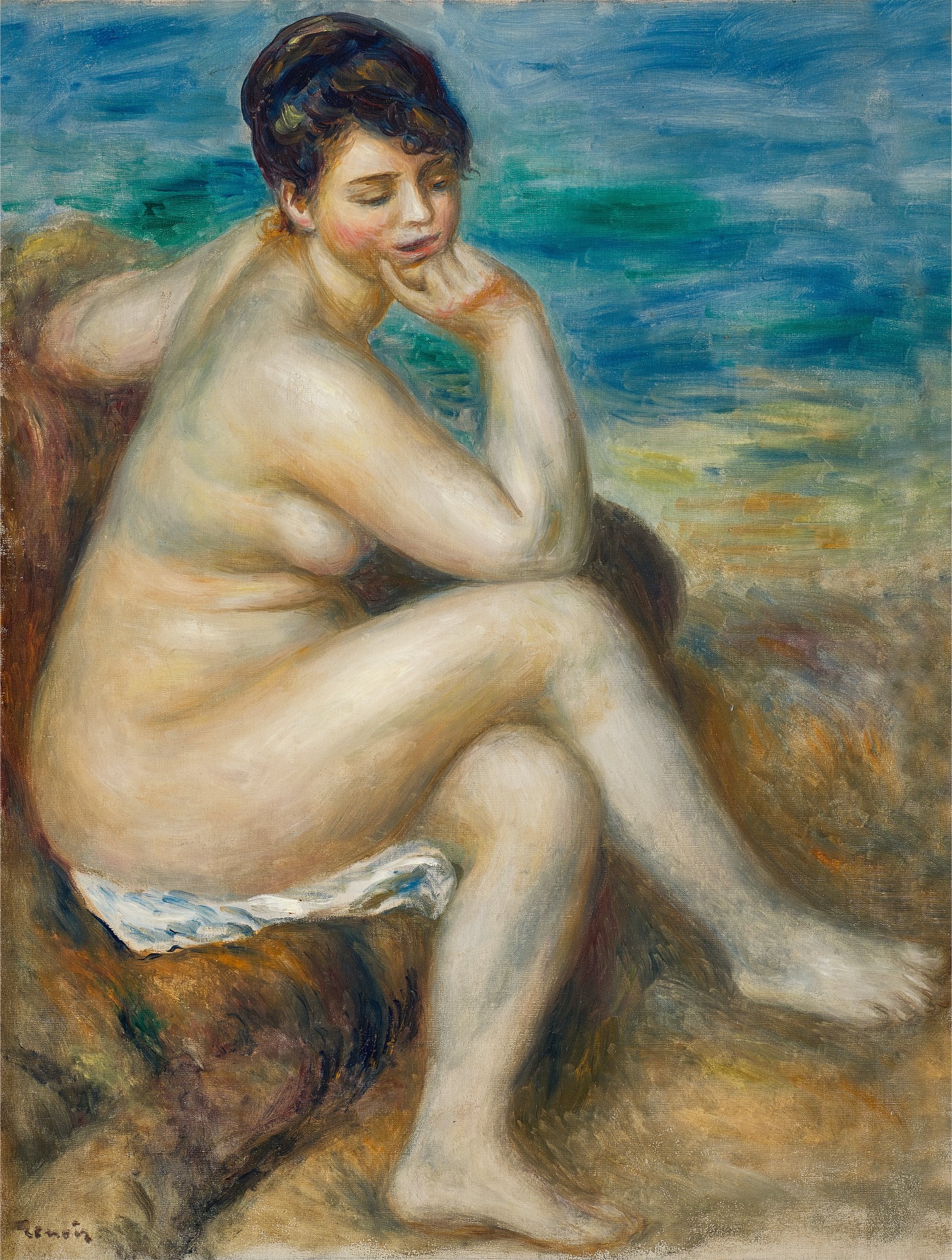 Pierre-Auguste Renoir — Baigneuse accoudée 坐姿浴女