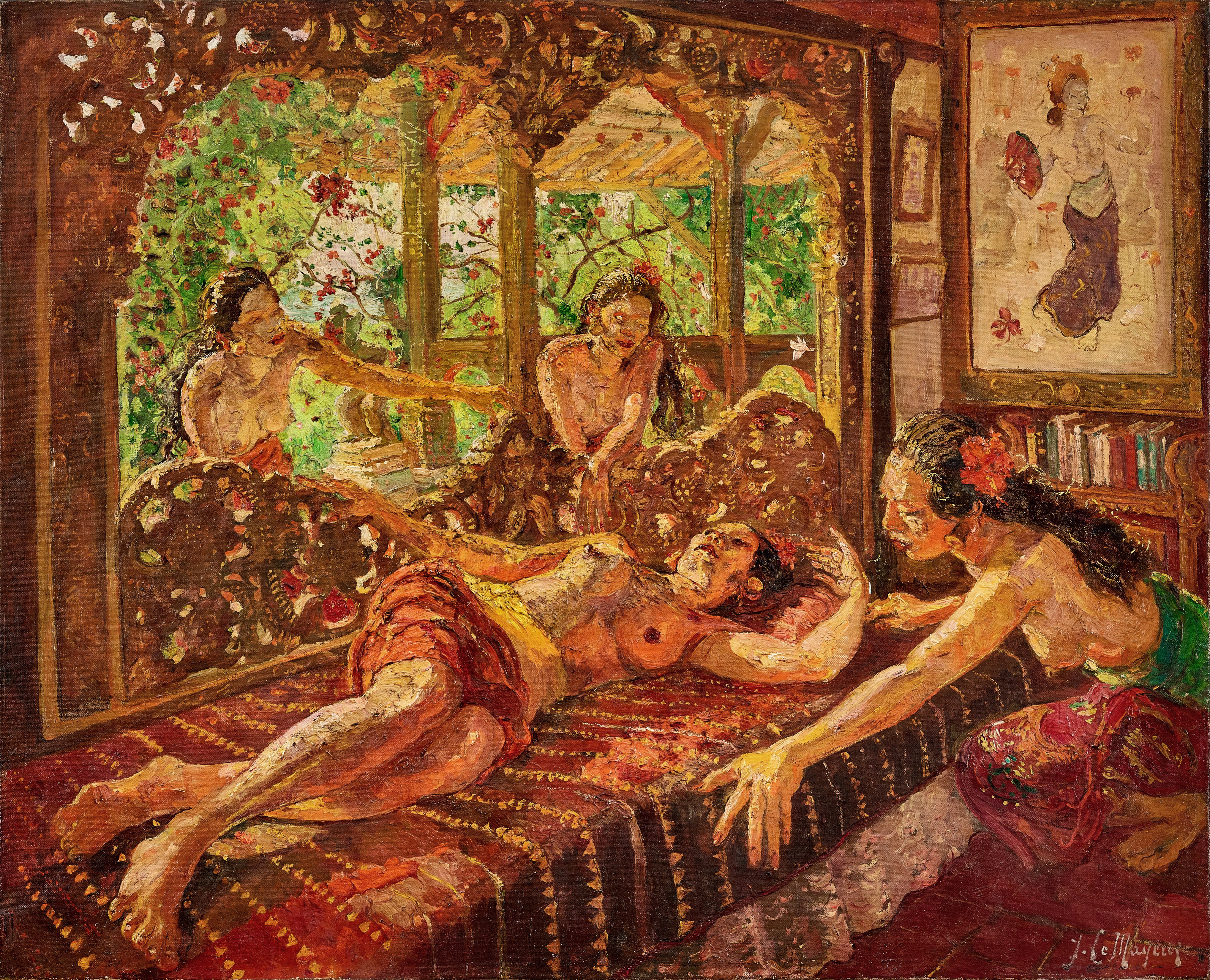 Adrien Jean Le Mayeur de Merprès — Four Balinese Women in the Interior of the Le Mayeur house, Sanur, Bali 勒邁耶家中的峇里四美