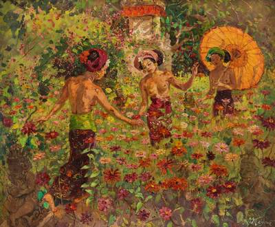 Three Balinese Women in Garden 花園裡的峇里三美