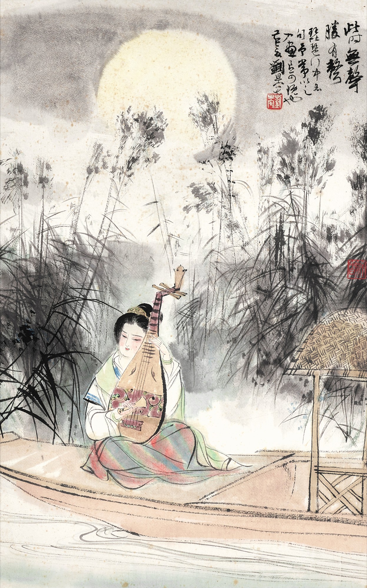 Liu Danzhai — Liu Danzhai , Playing Pipa in the Moonlight