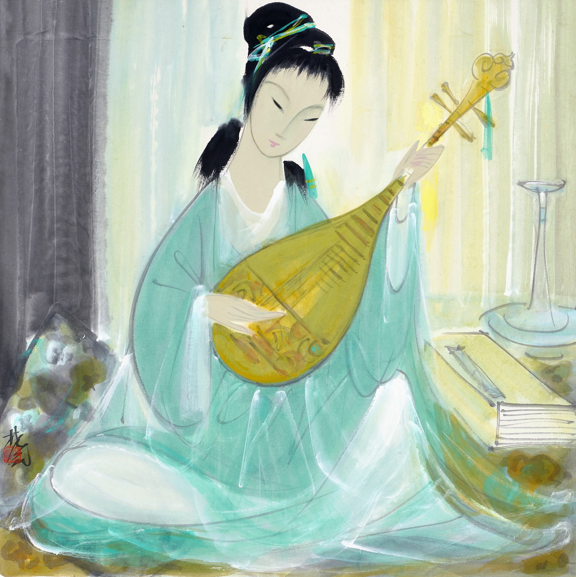 Lin Fengmian — Lin Fengmian , Lady Playing Pipa